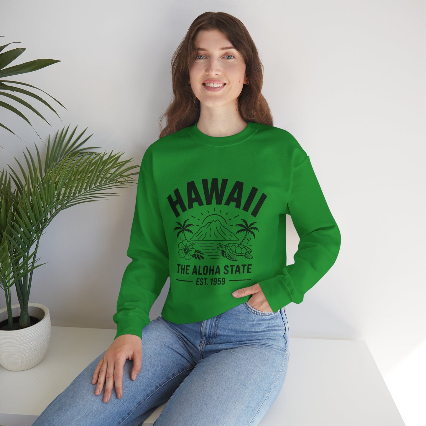 Hawaii Aloha Crewneck Sweatshirt, Beach Vibes, Vacation Apparel, Casual Style, Gift for Travelers, Summer Fashion, Cozy Wear