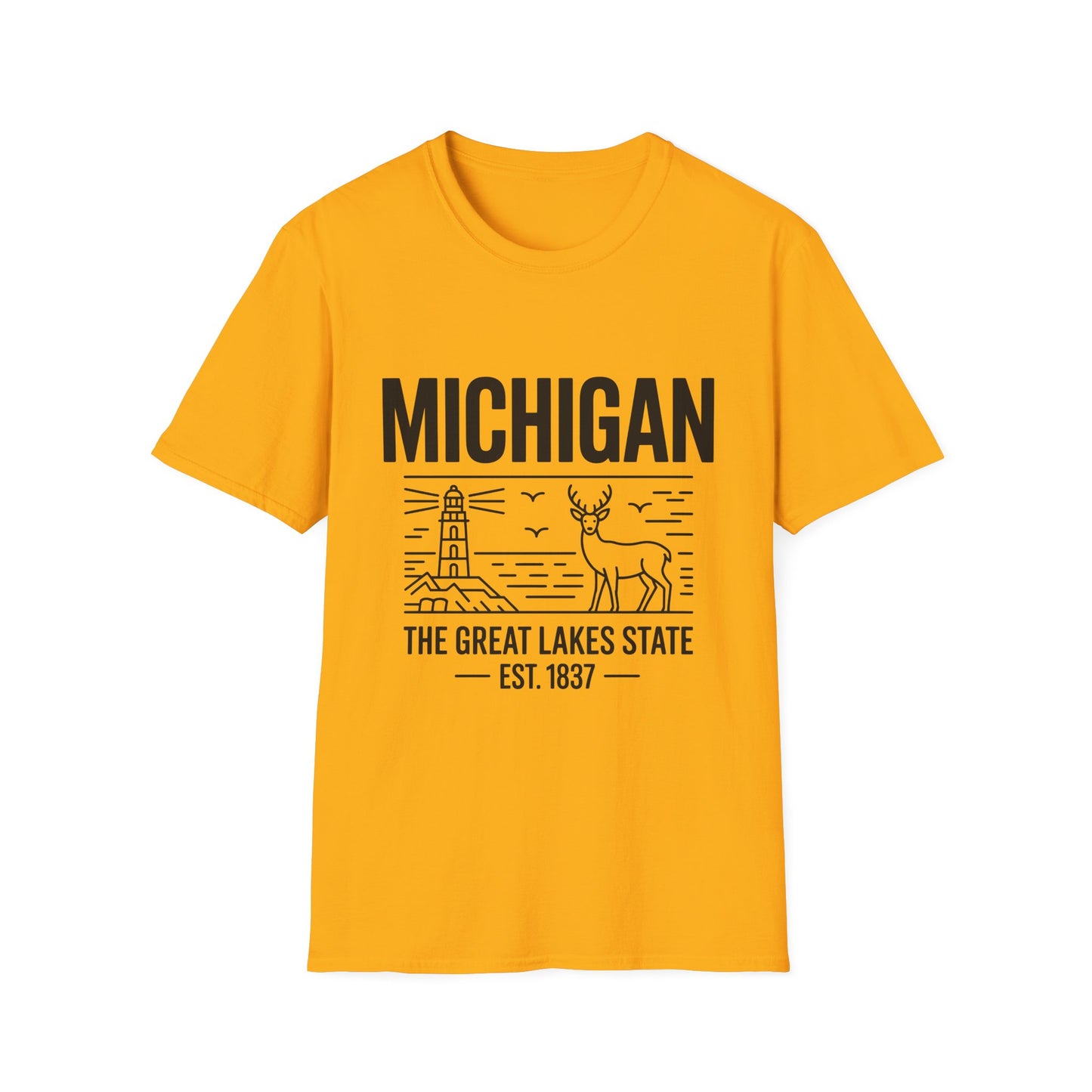 Michigan Unisex Softstyle T-Shirt, Graphic Tee, Great Lakes State Shirt, State Pride Apparel, Gift for Michiganders, Travel Souvenir