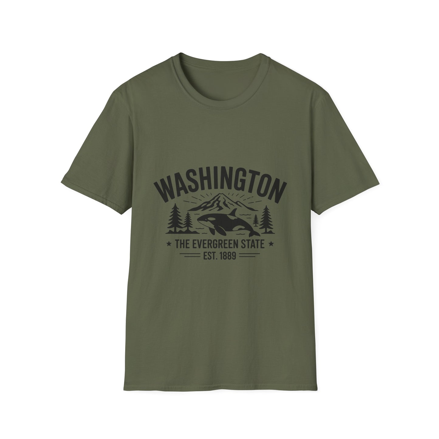 Washington State Unisex Softstyle T-Shirt, Evergreen State Tee, Vintage Graphic Shirt, Travel Souvenir, Gift for Nature Lovers