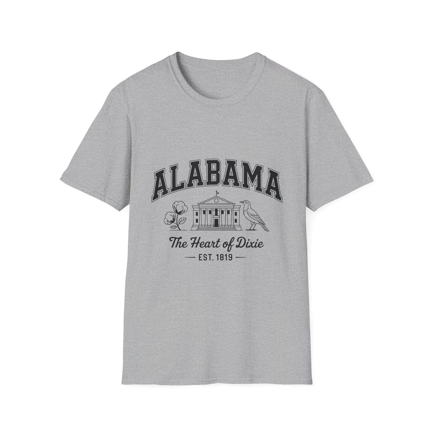 Alabama Heart of Dixie T-Shirt, Vintage Graphic Tee, Southern Pride Apparel, Casual Summer Wear, Gift Idea for Fans, State Pride Top
