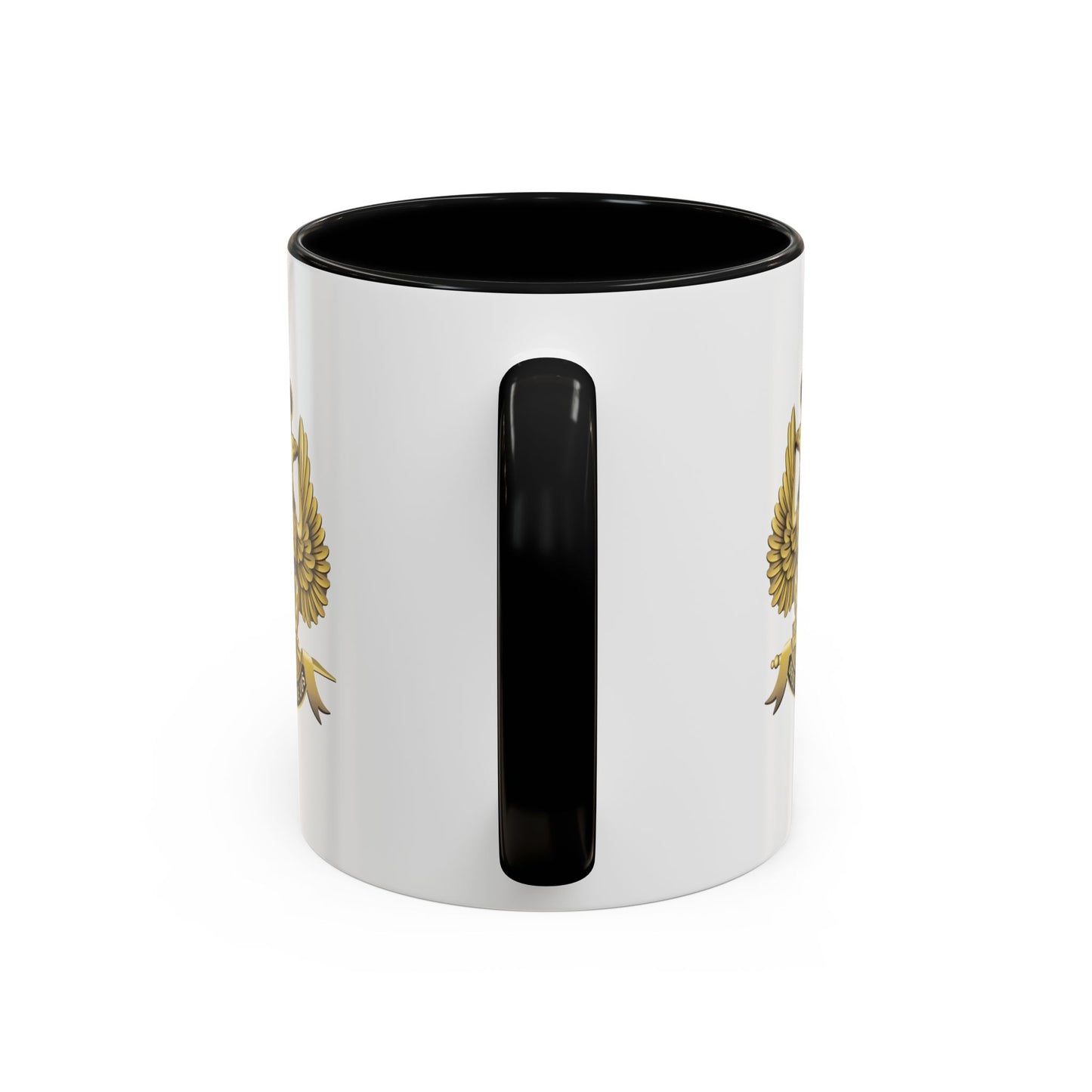 Heraldic Accent Coffee Mug - Custom Drinkware for Collectors, Unique Gift, Military-Inspired Mug, Eagle Emblem, 11oz & 15oz Sizes
