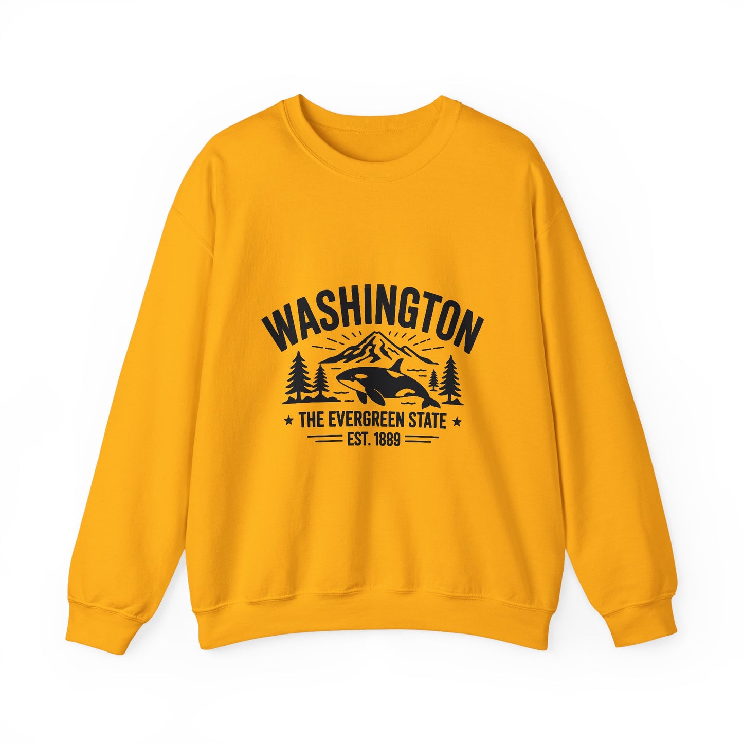 Washington Evergreen State Sweatshirt, Cozy Unisex Crewneck, Perfect for Travel, Nature Lovers, Gift Idea for Holidays