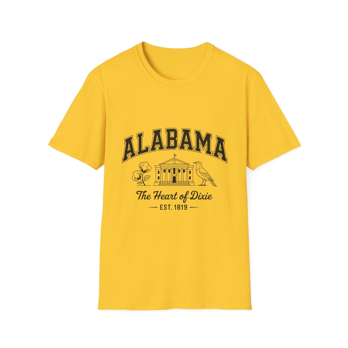 Alabama Heart of Dixie T-Shirt, Vintage Graphic Tee, Southern Pride Apparel, Casual Summer Wear, Gift Idea for Fans, State Pride Top