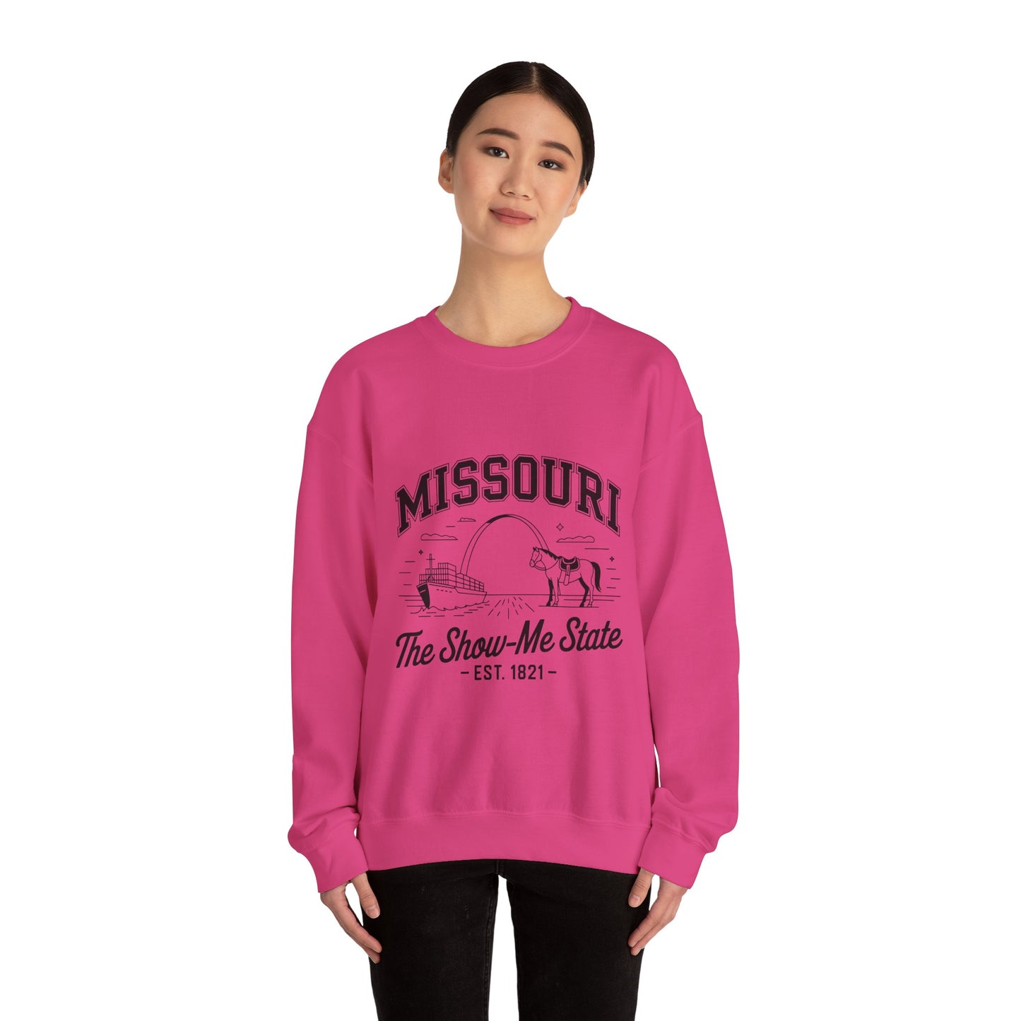 Show-Me State Crewneck Sweatshirt, Cozy Missouri Sweatshirt, Lightweight Unisex Sweater, Perfect for Gifts, Casual Wear, Travel