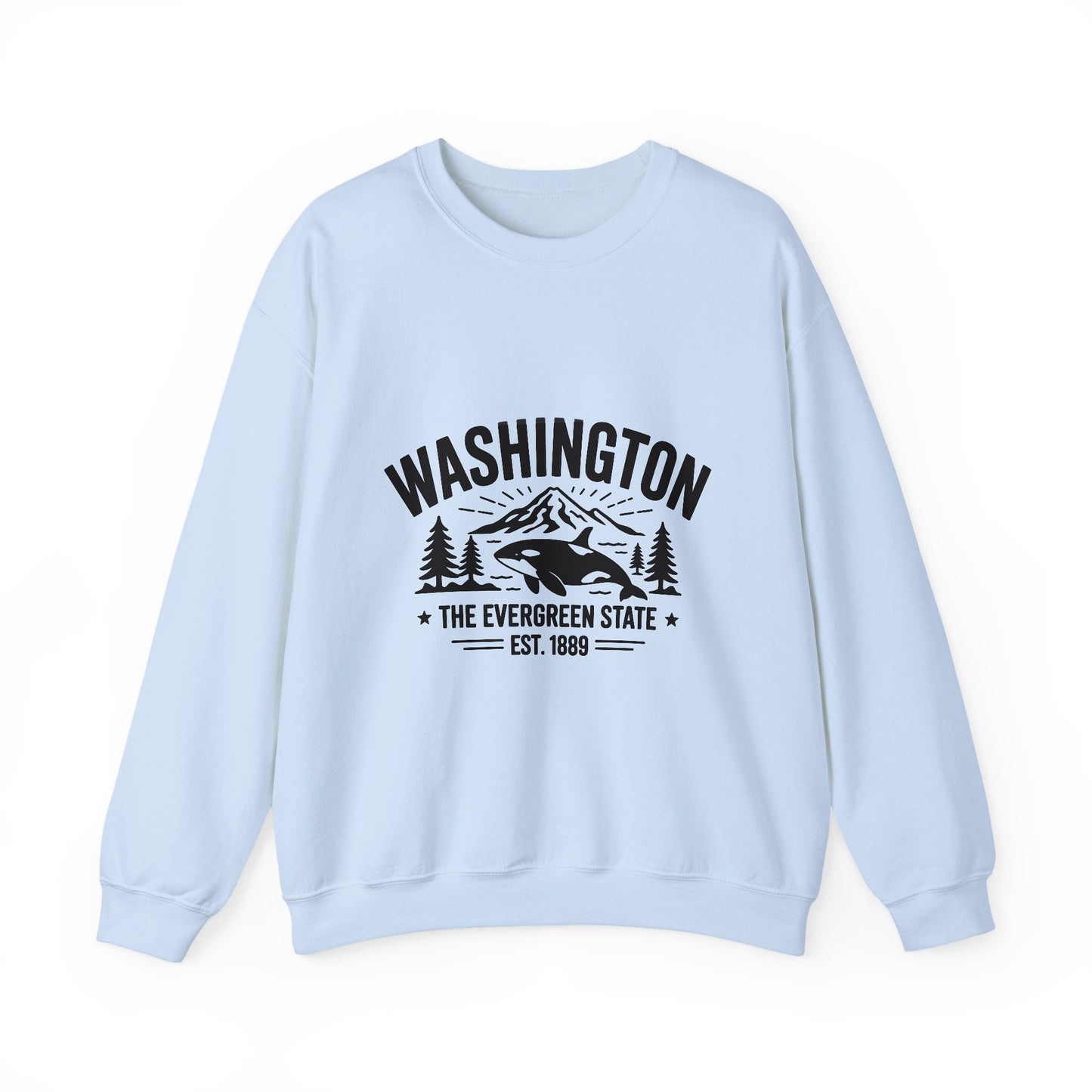 Washington Evergreen State Sweatshirt, Cozy Unisex Crewneck, Perfect for Travel, Nature Lovers, Gift Idea for Holidays