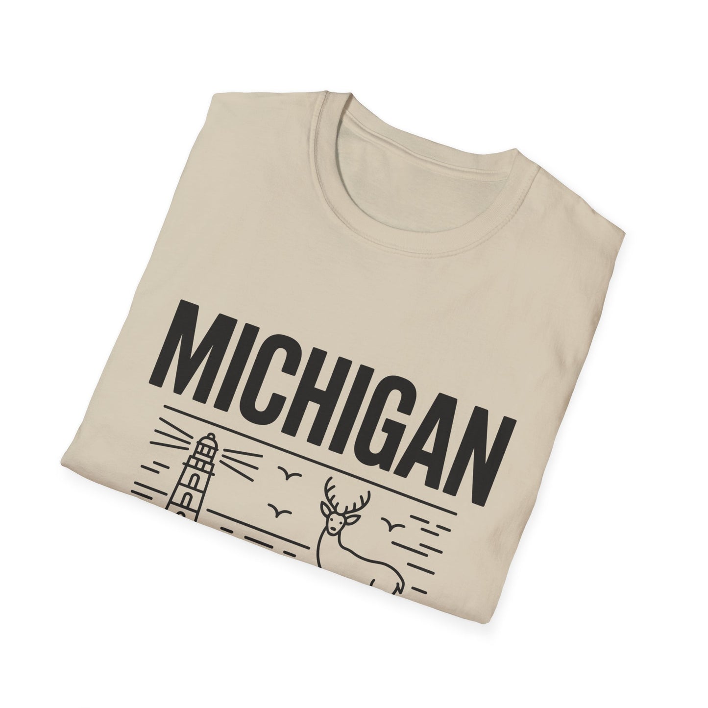 Michigan Unisex Softstyle T-Shirt, Graphic Tee, Great Lakes State Shirt, State Pride Apparel, Gift for Michiganders, Travel Souvenir