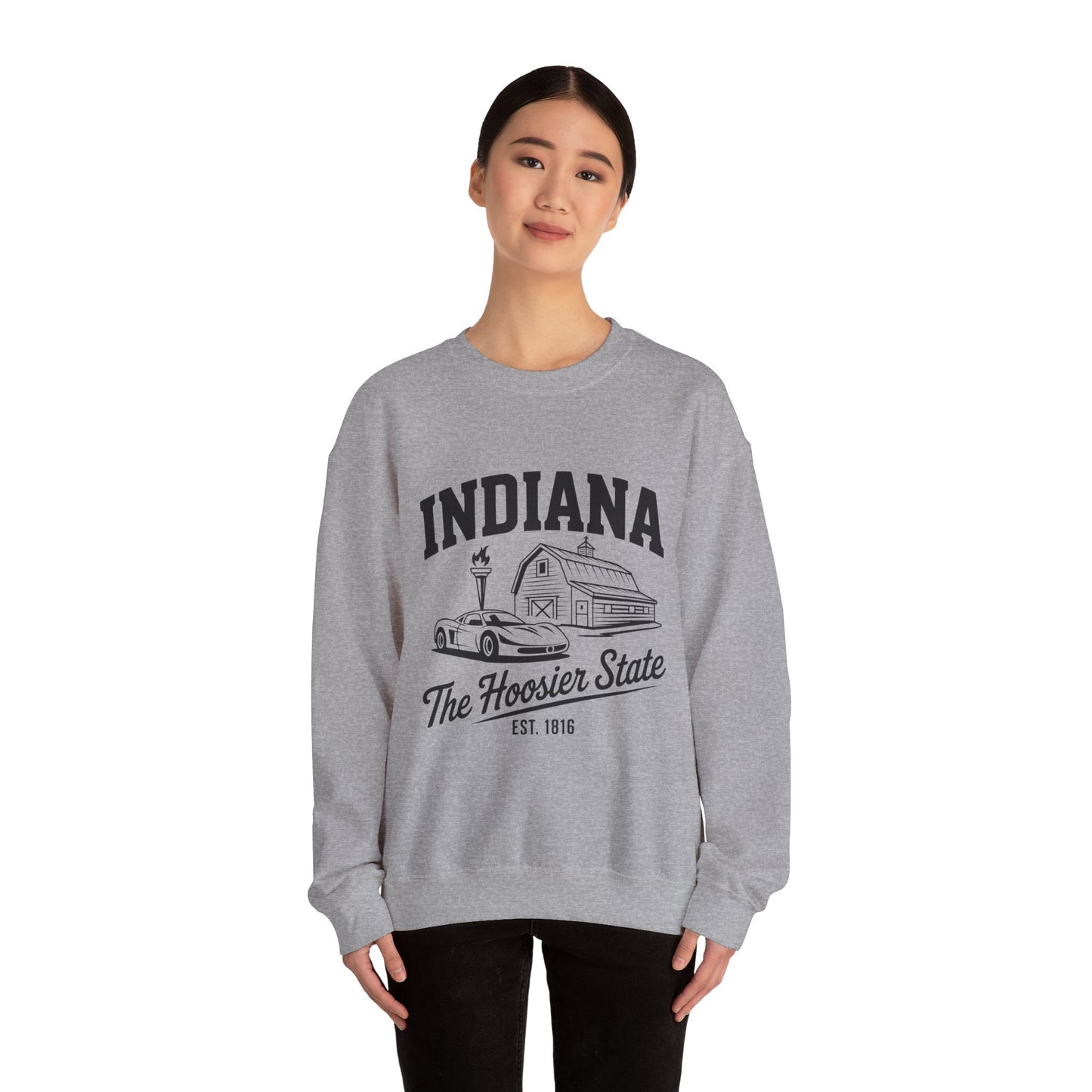 Indiana Unisex Heavy Blend Crewneck Sweatshirt | Cozy State Pride Apparel, Gift for Hoosiers, Casual Wear, Home Comfort