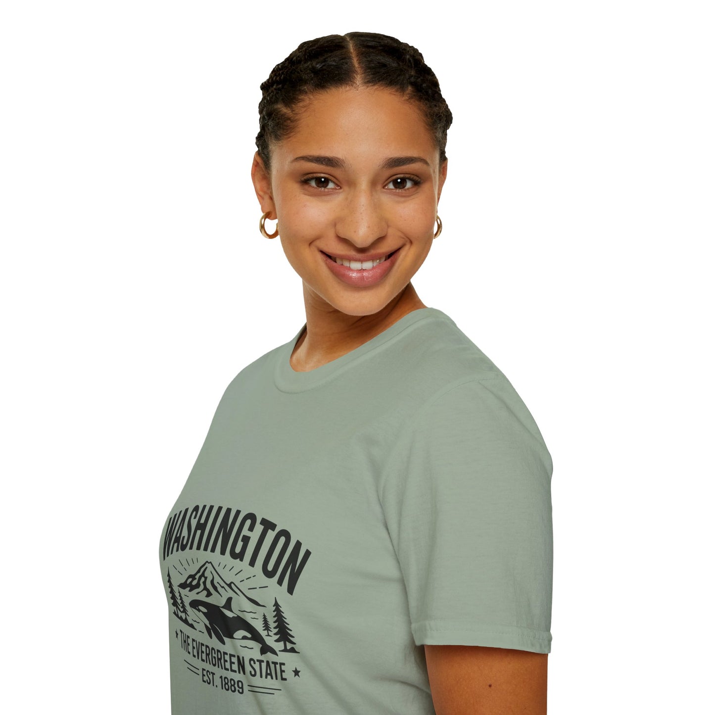 Washington State Unisex Softstyle T-Shirt, Evergreen State Tee, Vintage Graphic Shirt, Travel Souvenir, Gift for Nature Lovers