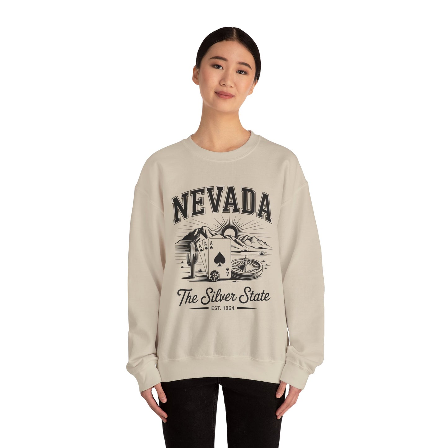 Nevada Graphic Crewneck Sweatshirt, Vintage Style Apparel, Unisex Sweater, Nevada Souvenir, Perfect for Travelers, Gift for Him/Her