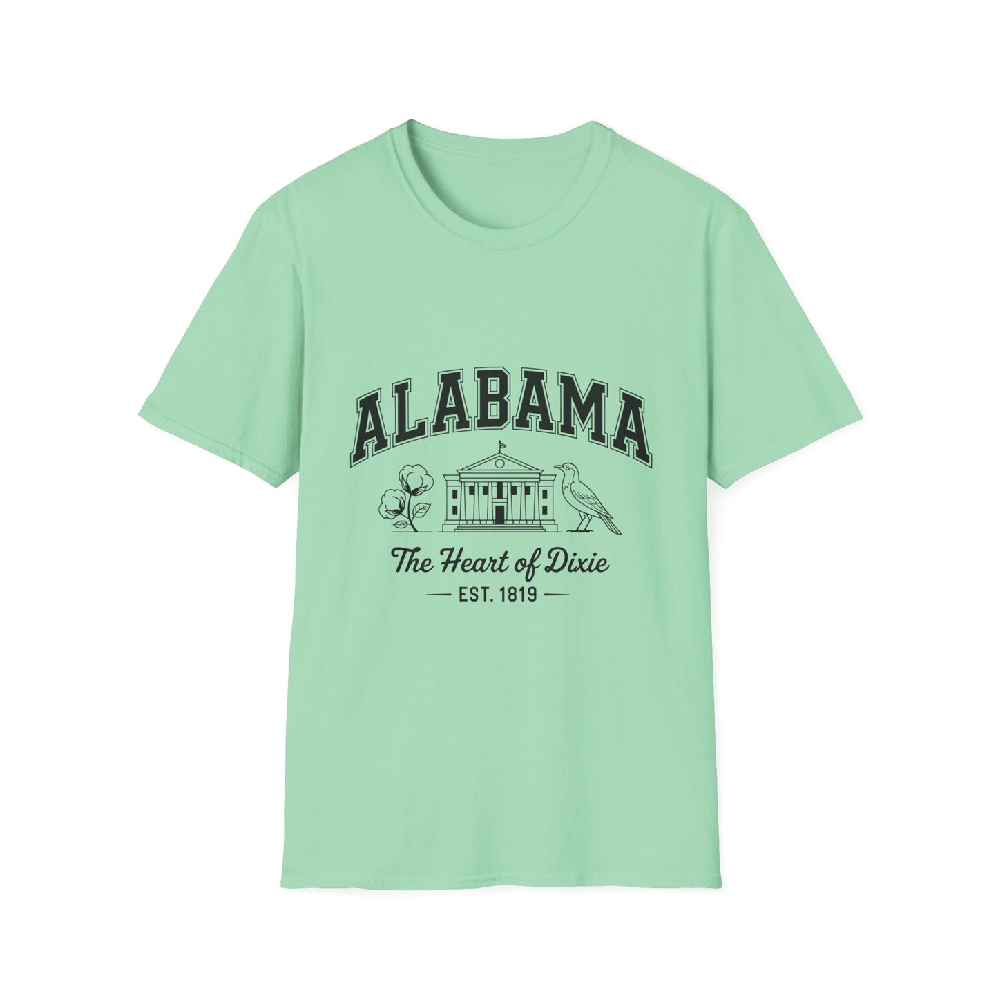 Alabama Heart of Dixie T-Shirt, Vintage Graphic Tee, Southern Pride Apparel, Casual Summer Wear, Gift Idea for Fans, State Pride Top