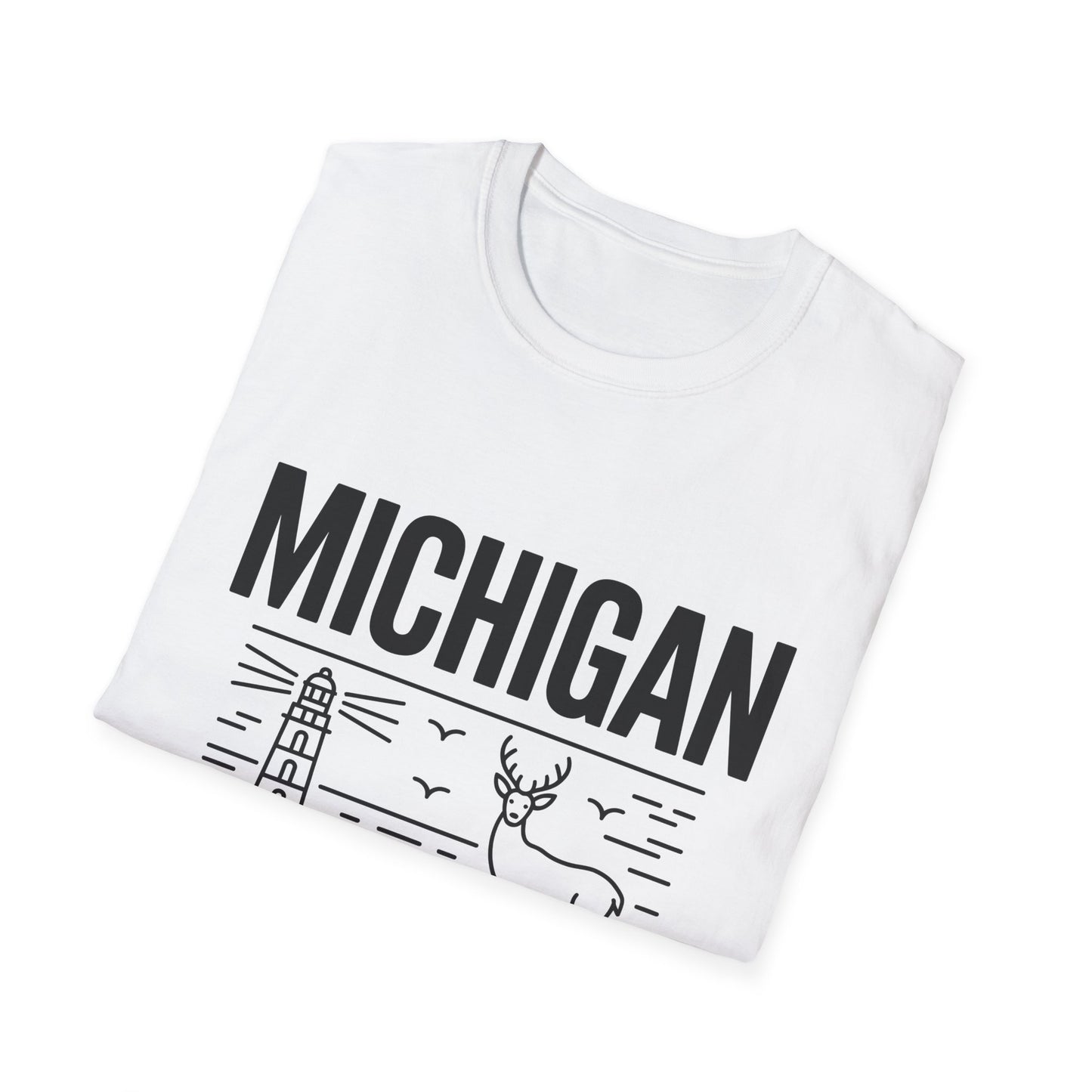 Michigan Unisex Softstyle T-Shirt, Graphic Tee, Great Lakes State Shirt, State Pride Apparel, Gift for Michiganders, Travel Souvenir