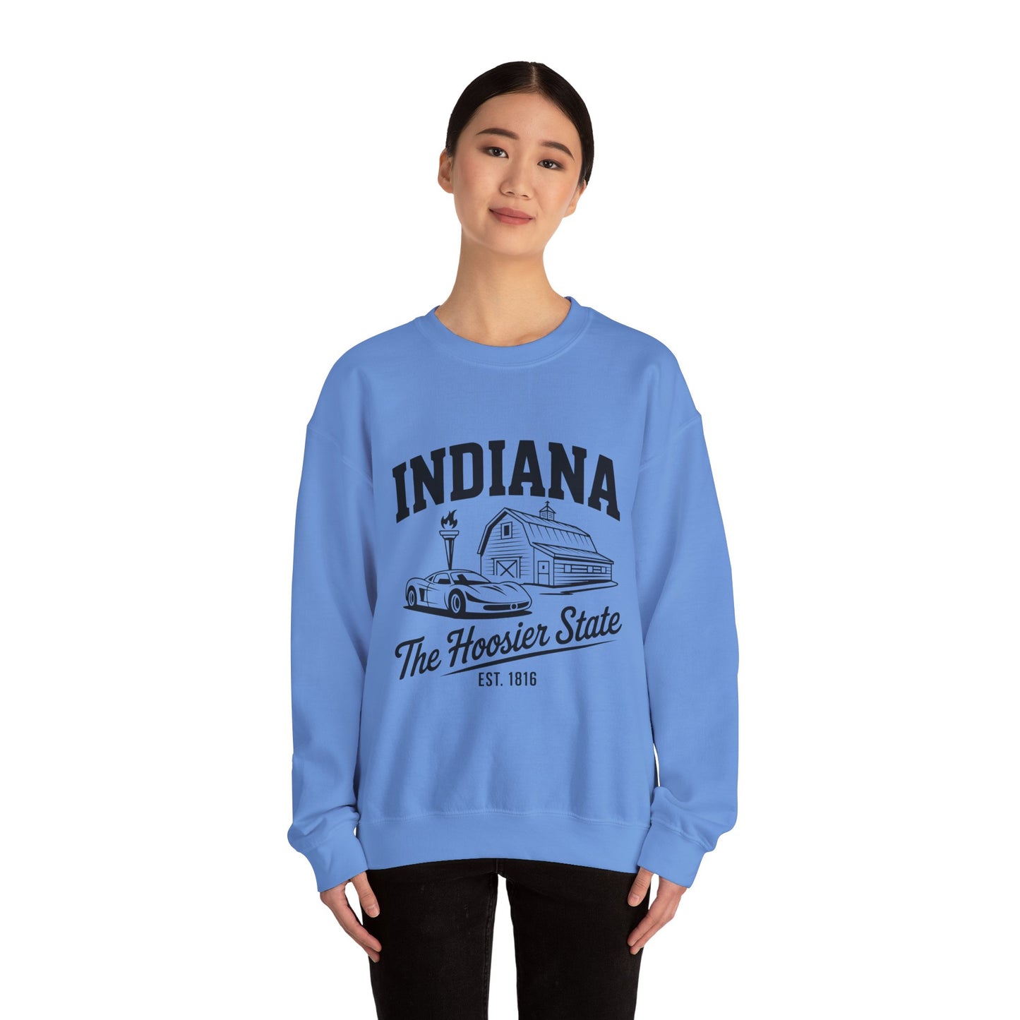 Indiana Unisex Heavy Blend Crewneck Sweatshirt | Cozy State Pride Apparel, Gift for Hoosiers, Casual Wear, Home Comfort