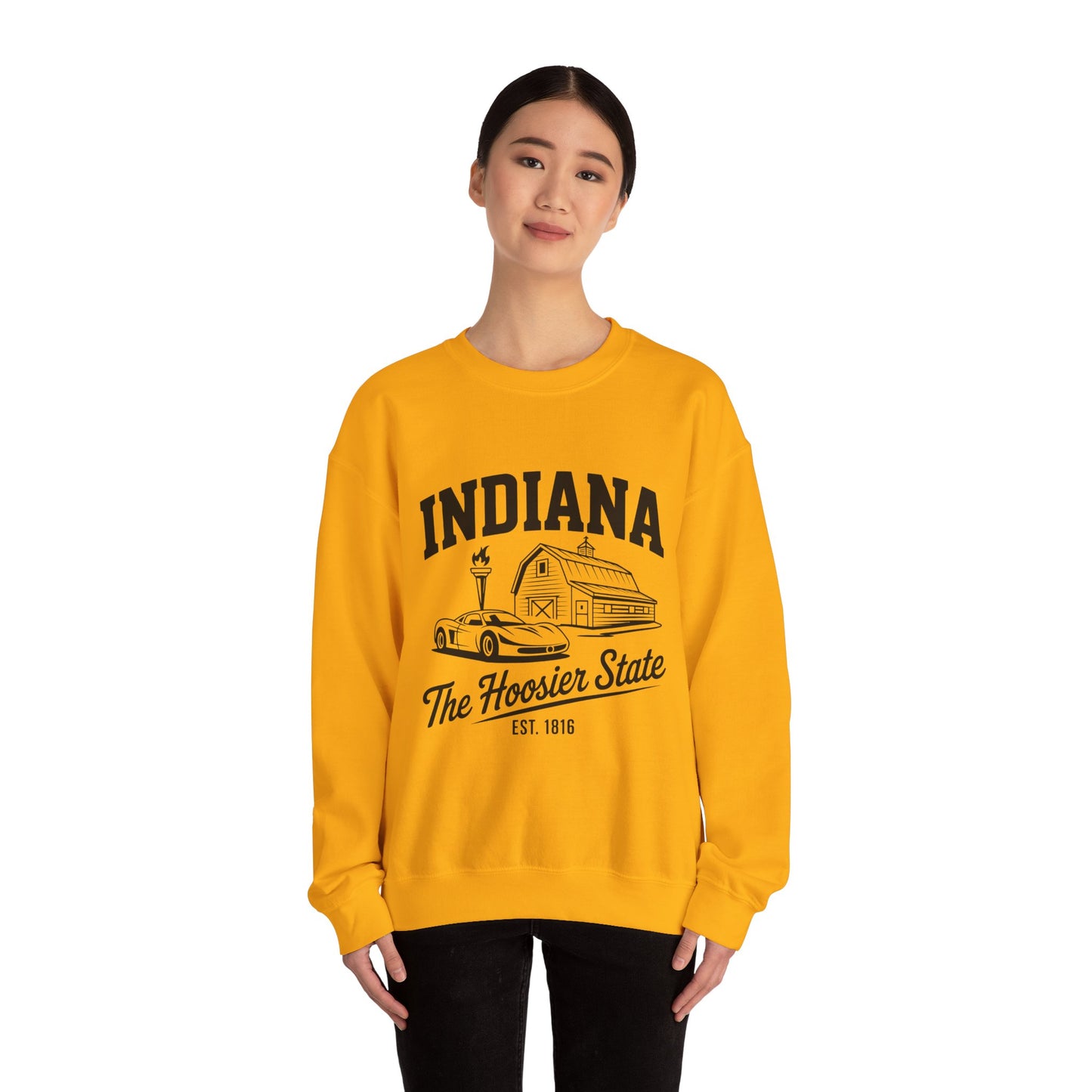 Indiana Unisex Heavy Blend Crewneck Sweatshirt | Cozy State Pride Apparel, Gift for Hoosiers, Casual Wear, Home Comfort