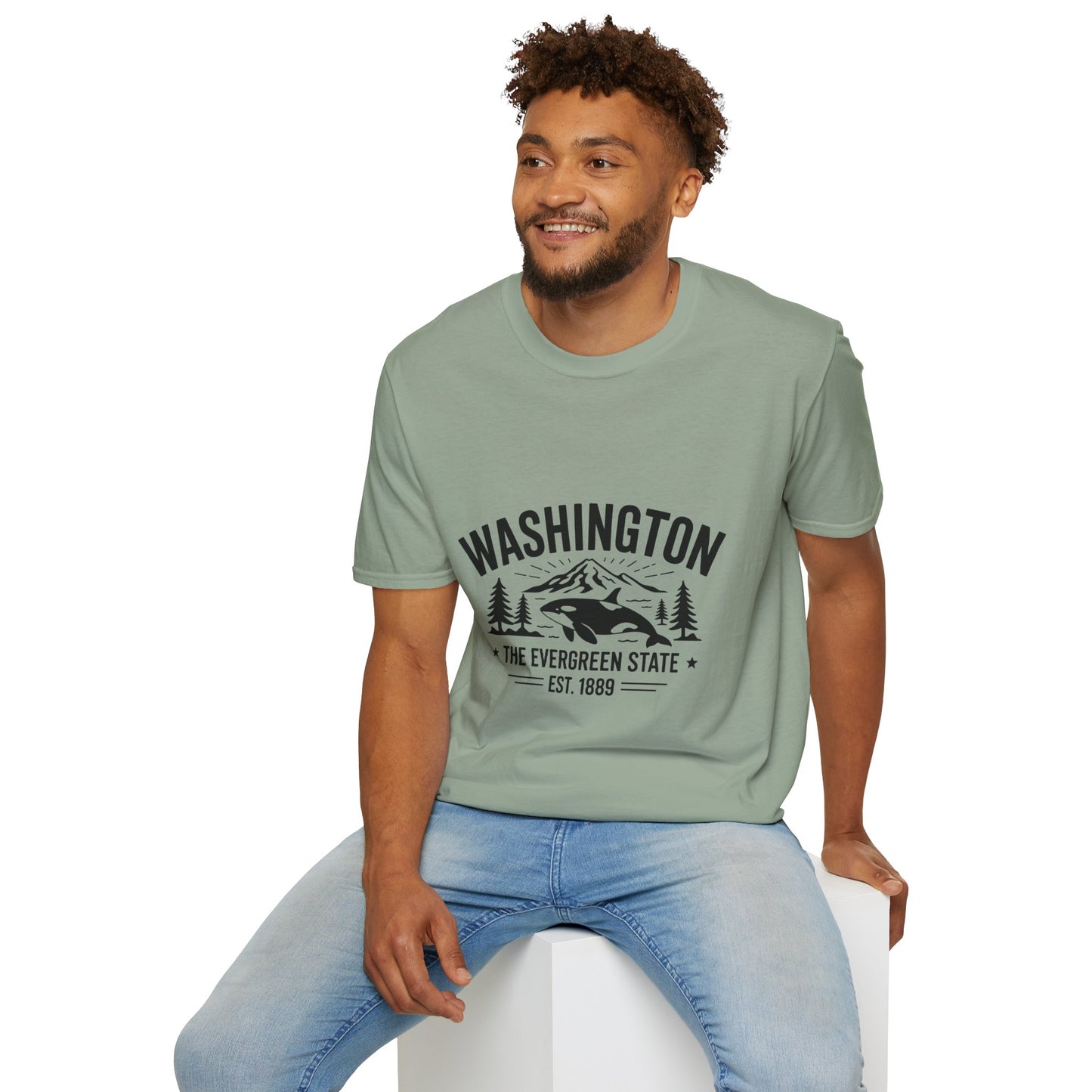 Washington State Unisex Softstyle T-Shirt, Evergreen State Tee, Vintage Graphic Shirt, Travel Souvenir, Gift for Nature Lovers