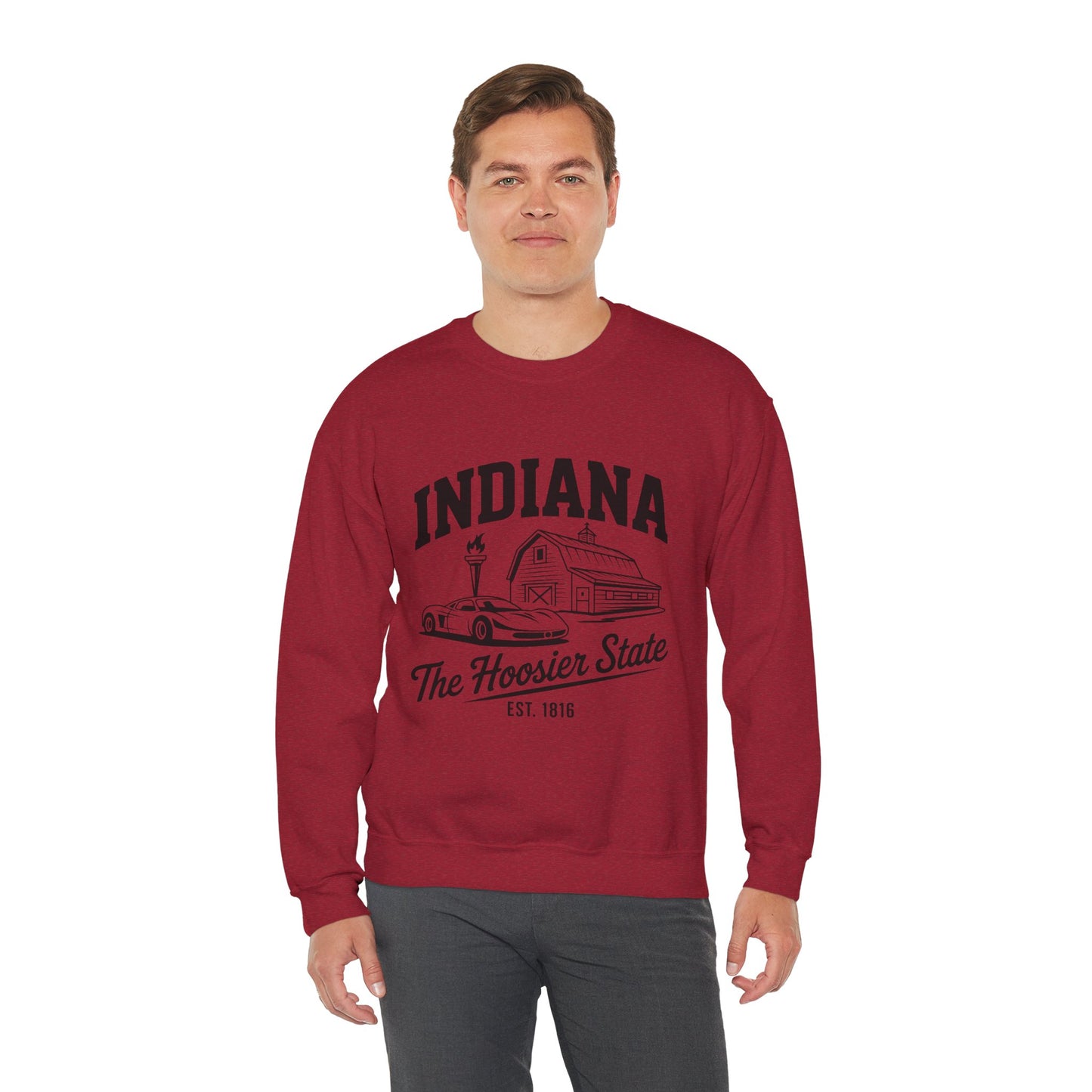 Indiana Unisex Heavy Blend Crewneck Sweatshirt | Cozy State Pride Apparel, Gift for Hoosiers, Casual Wear, Home Comfort