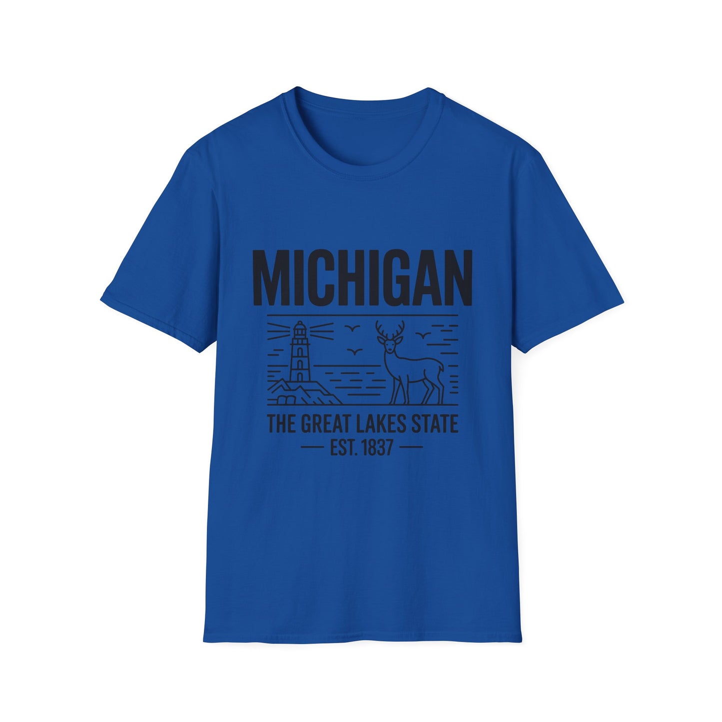Michigan Unisex Softstyle T-Shirt, Graphic Tee, Great Lakes State Shirt, State Pride Apparel, Gift for Michiganders, Travel Souvenir
