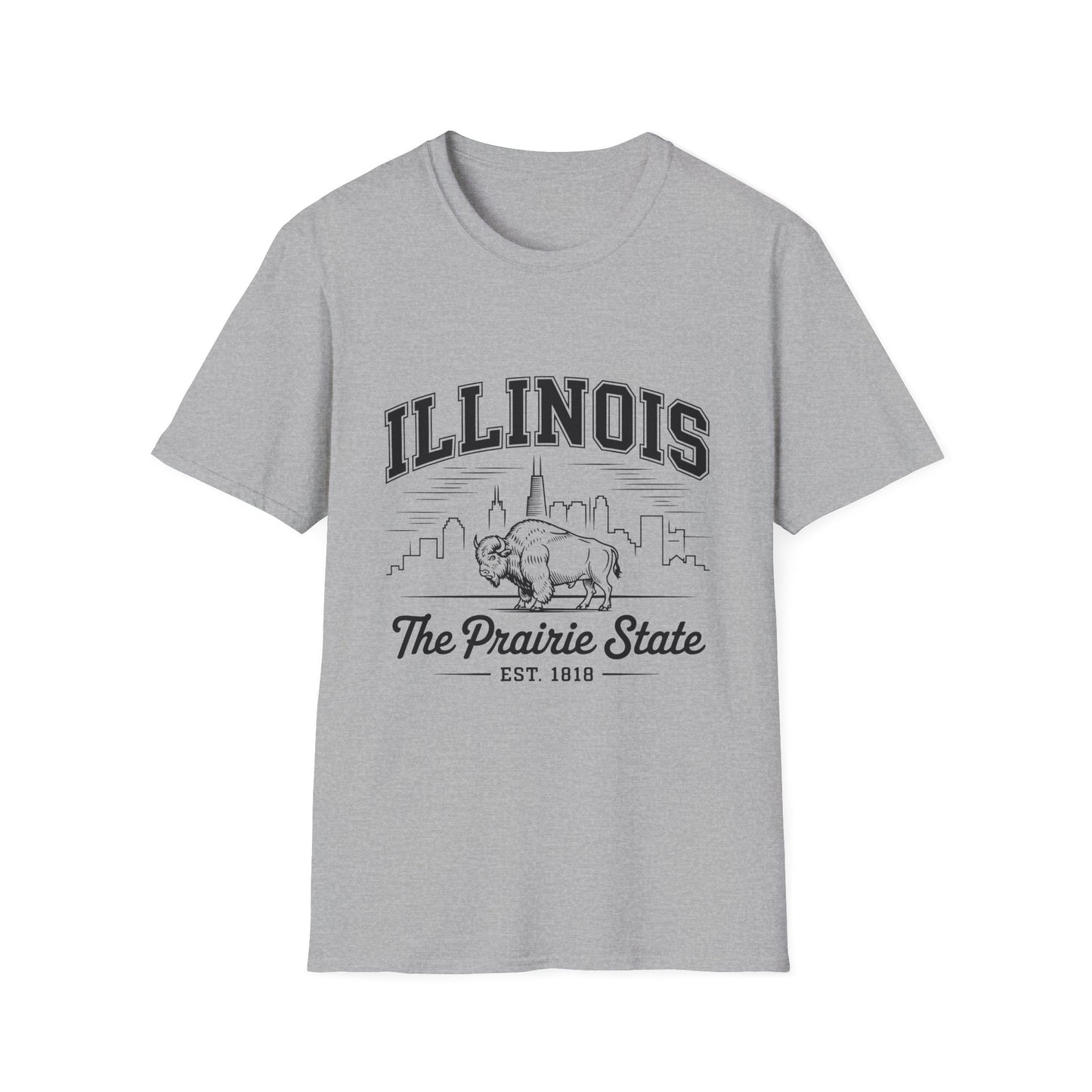 Illinois Prairie State Unisex Softstyle T-Shirt, Casual Tee, Illinois Gift, Home State Pride, Travel Souvenir, Festival Wear
