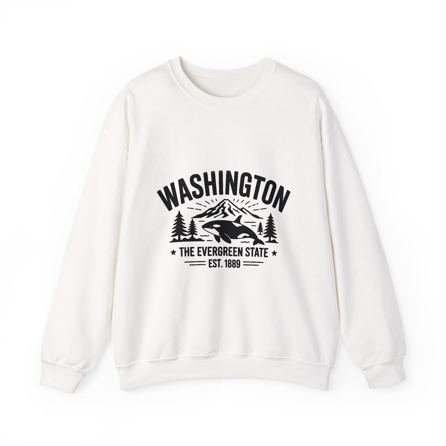 Washington Evergreen State Sweatshirt, Cozy Unisex Crewneck, Perfect for Travel, Nature Lovers, Gift Idea for Holidays