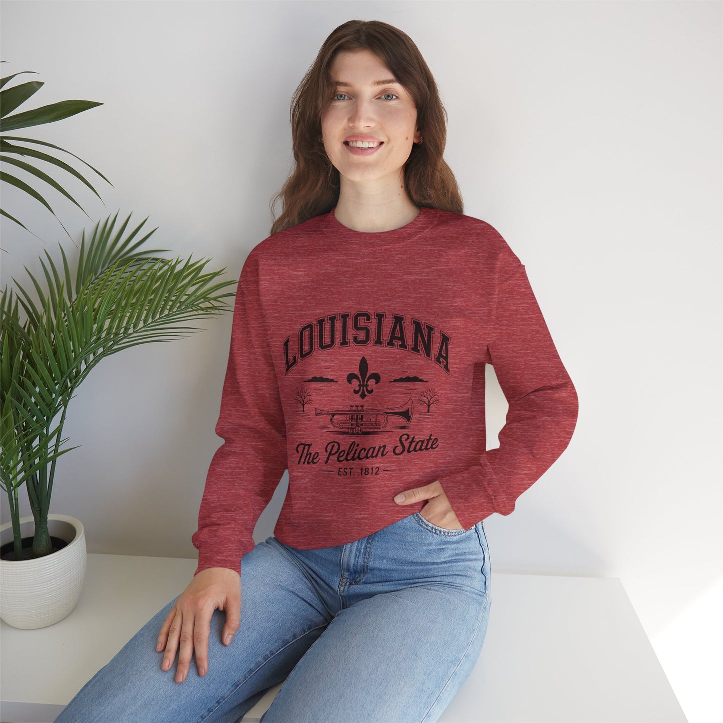 Louisiana Pelican State Sweatshirt, Unisex Crewneck, Cozy Gift for Birthdays, Travel Souvenir, Casual Style for All Occasions