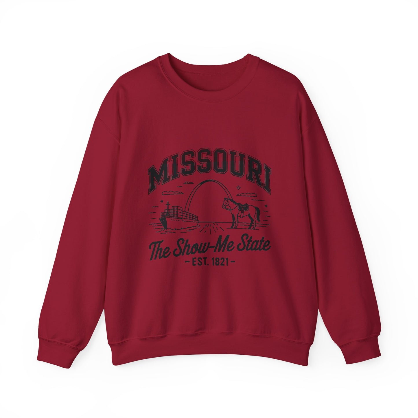 Show-Me State Crewneck Sweatshirt, Cozy Missouri Sweatshirt, Lightweight Unisex Sweater, Perfect for Gifts, Casual Wear, Travel