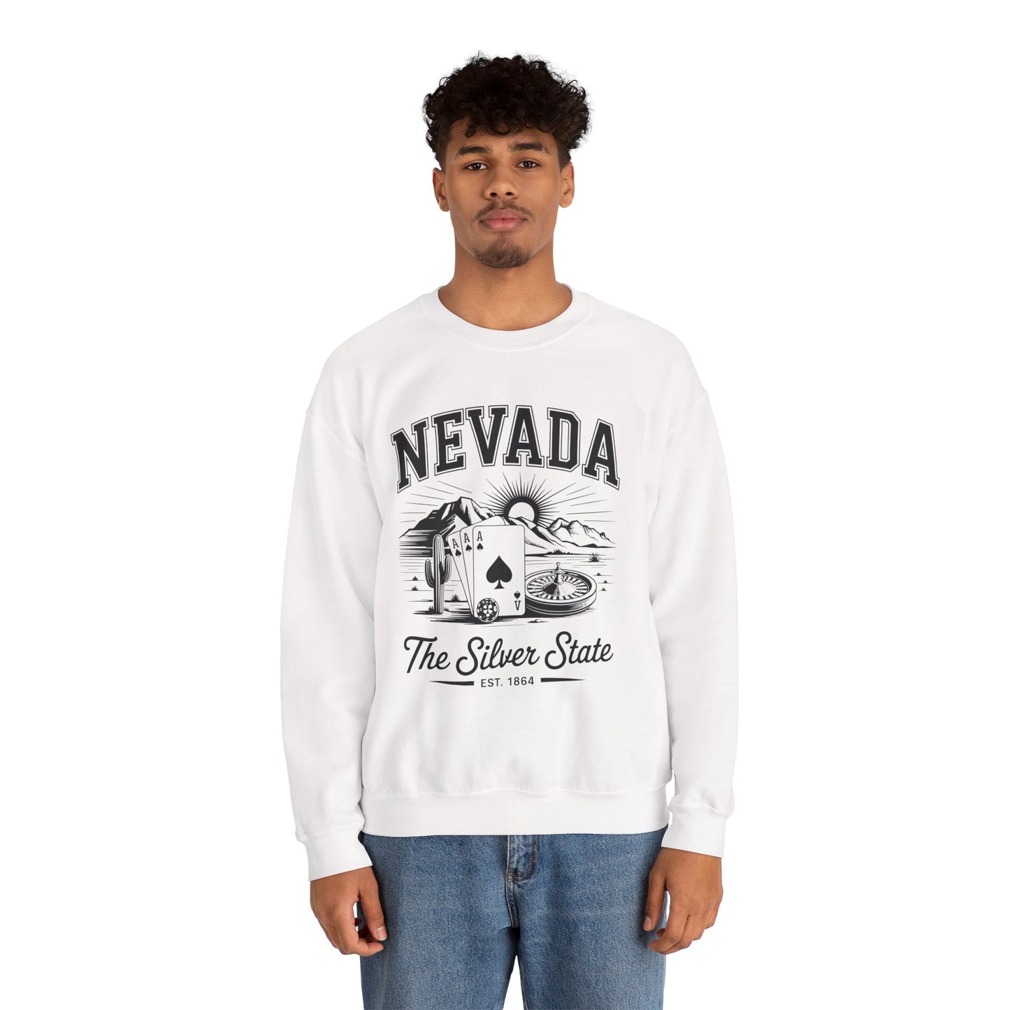 Nevada Graphic Crewneck Sweatshirt, Vintage Style Apparel, Unisex Sweater, Nevada Souvenir, Perfect for Travelers, Gift for Him/Her