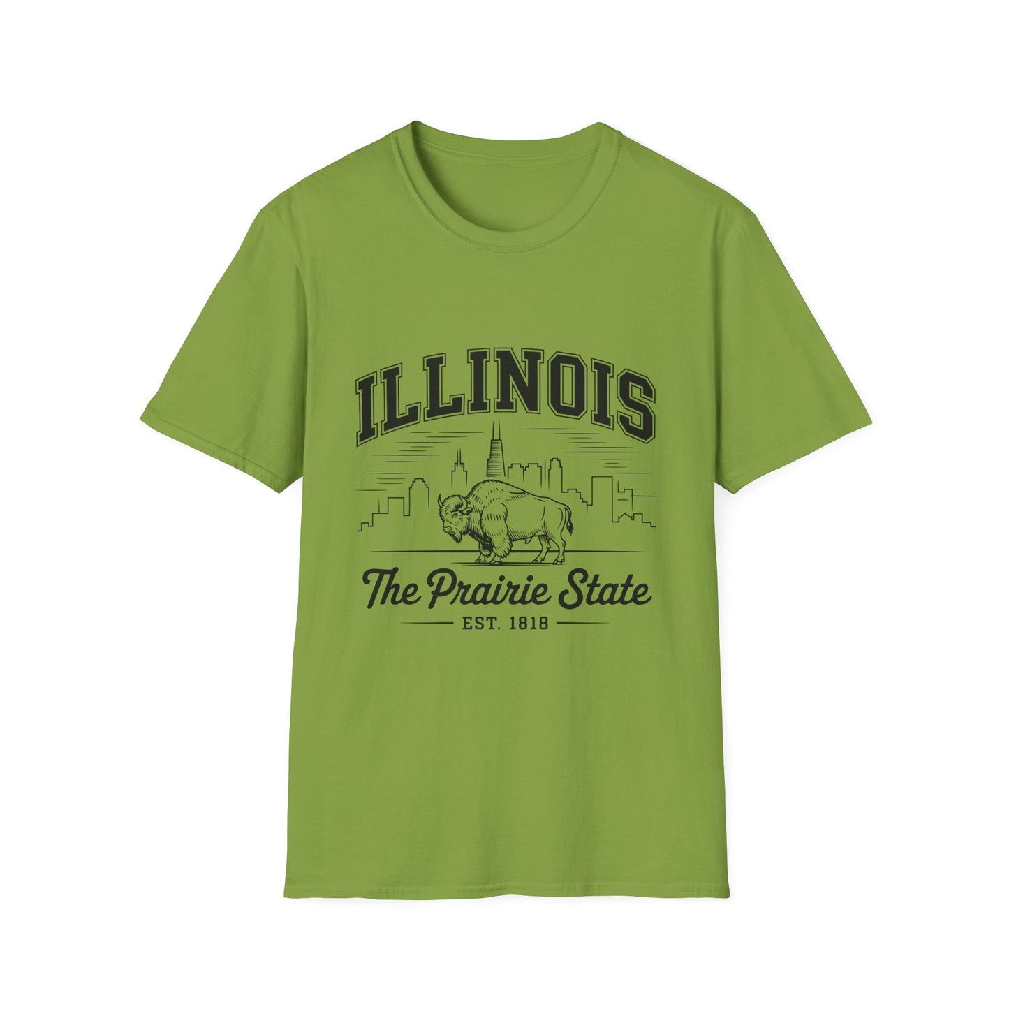Illinois Prairie State Unisex Softstyle T-Shirt, Casual Tee, Illinois Gift, Home State Pride, Travel Souvenir, Festival Wear