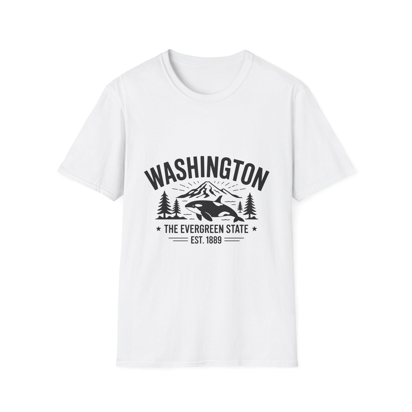 Washington State Unisex Softstyle T-Shirt, Evergreen State Tee, Vintage Graphic Shirt, Travel Souvenir, Gift for Nature Lovers