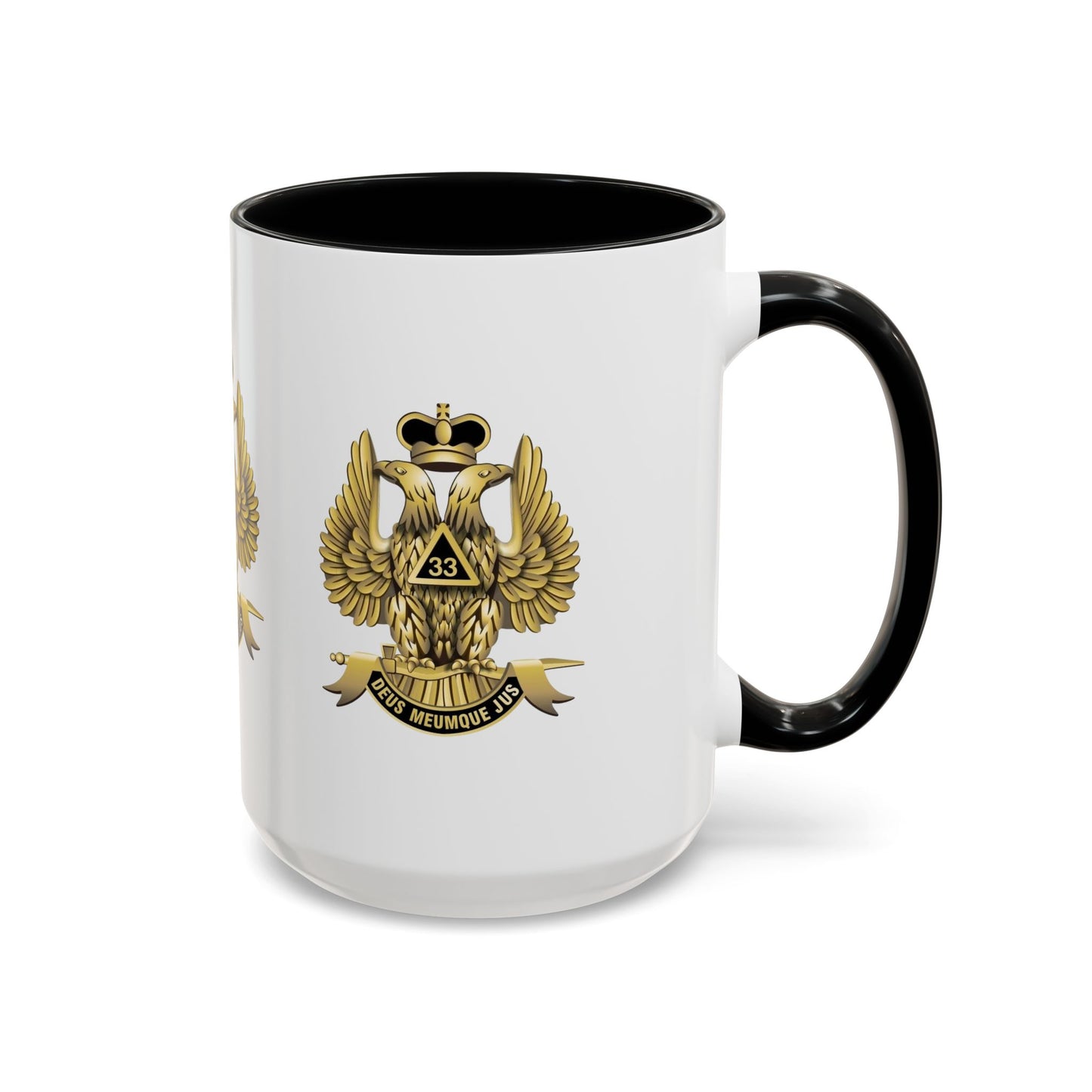Heraldic Accent Coffee Mug - Custom Drinkware for Collectors, Unique Gift, Military-Inspired Mug, Eagle Emblem, 11oz & 15oz Sizes
