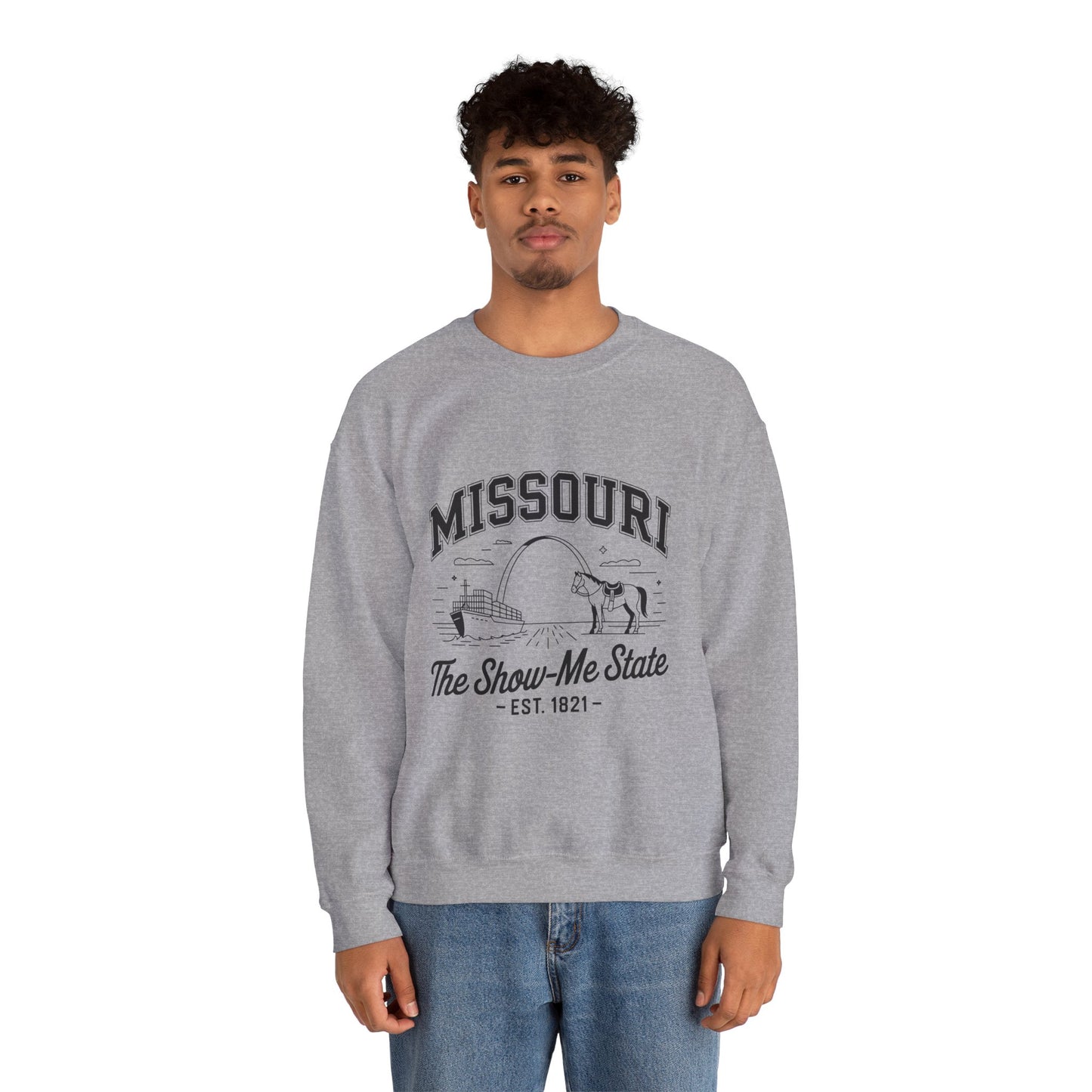 Show-Me State Crewneck Sweatshirt, Cozy Missouri Sweatshirt, Lightweight Unisex Sweater, Perfect for Gifts, Casual Wear, Travel