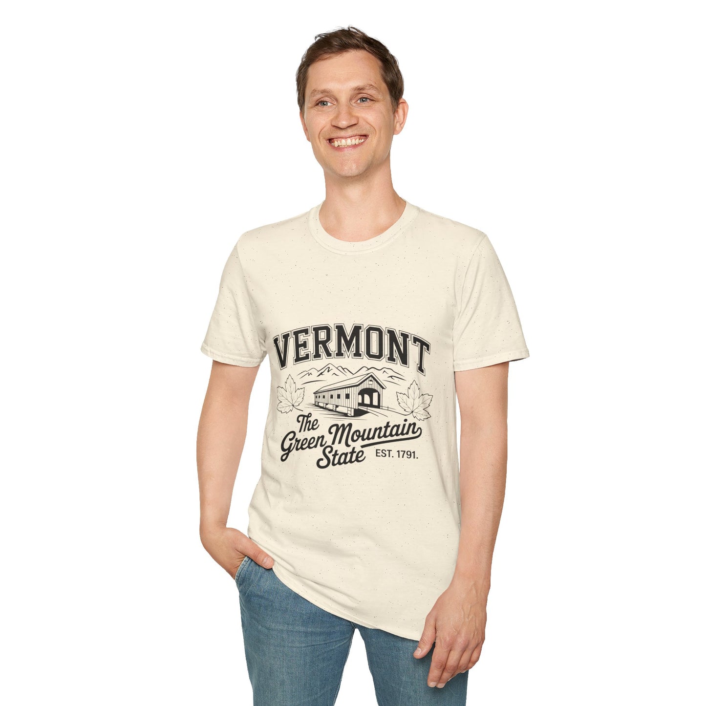 Vermont Vintage Graphic Tee, Softstyle Unisex Shirt, Nature Lover Gift, Travel Souvenir Tee, Casual Homewear, Outdoor Adventure Apparel
