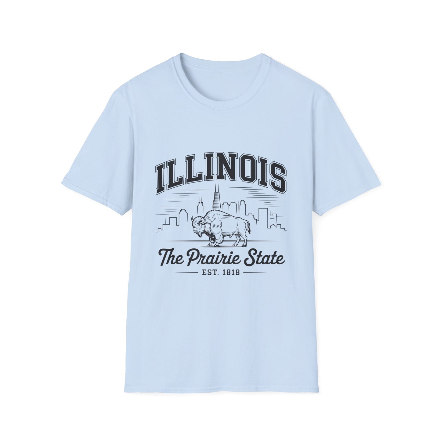 Illinois Prairie State Unisex Softstyle T-Shirt, Casual Tee, Illinois Gift, Home State Pride, Travel Souvenir, Festival Wear
