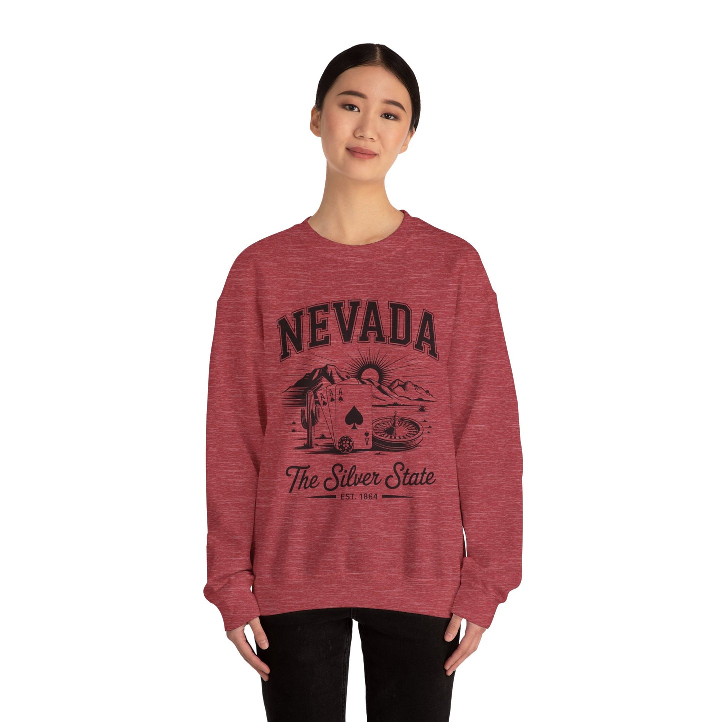 Nevada Graphic Crewneck Sweatshirt, Vintage Style Apparel, Unisex Sweater, Nevada Souvenir, Perfect for Travelers, Gift for Him/Her