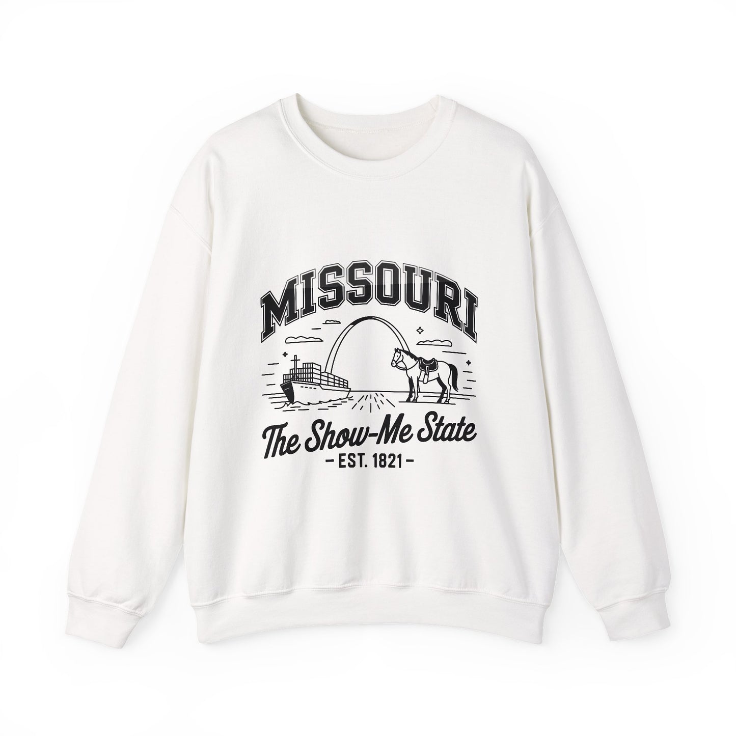 Show-Me State Crewneck Sweatshirt, Cozy Missouri Sweatshirt, Lightweight Unisex Sweater, Perfect for Gifts, Casual Wear, Travel