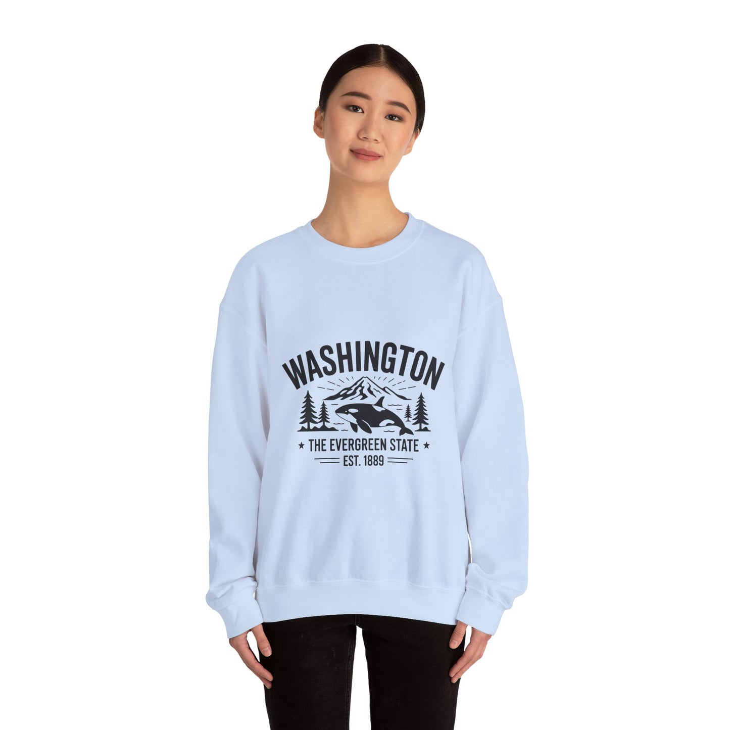 Washington Evergreen State Sweatshirt, Cozy Unisex Crewneck, Perfect for Travel, Nature Lovers, Gift Idea for Holidays