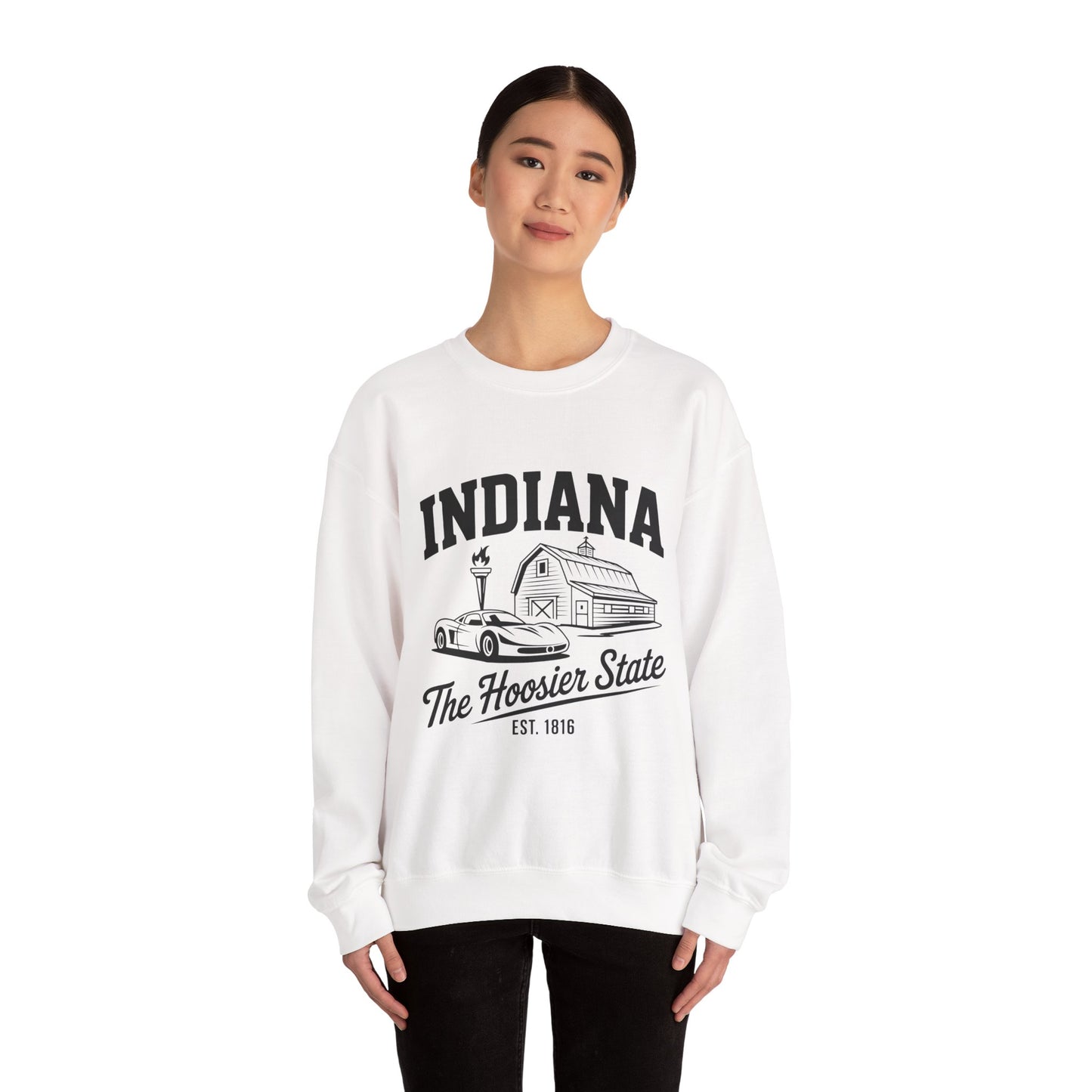 Indiana Unisex Heavy Blend Crewneck Sweatshirt | Cozy State Pride Apparel, Gift for Hoosiers, Casual Wear, Home Comfort