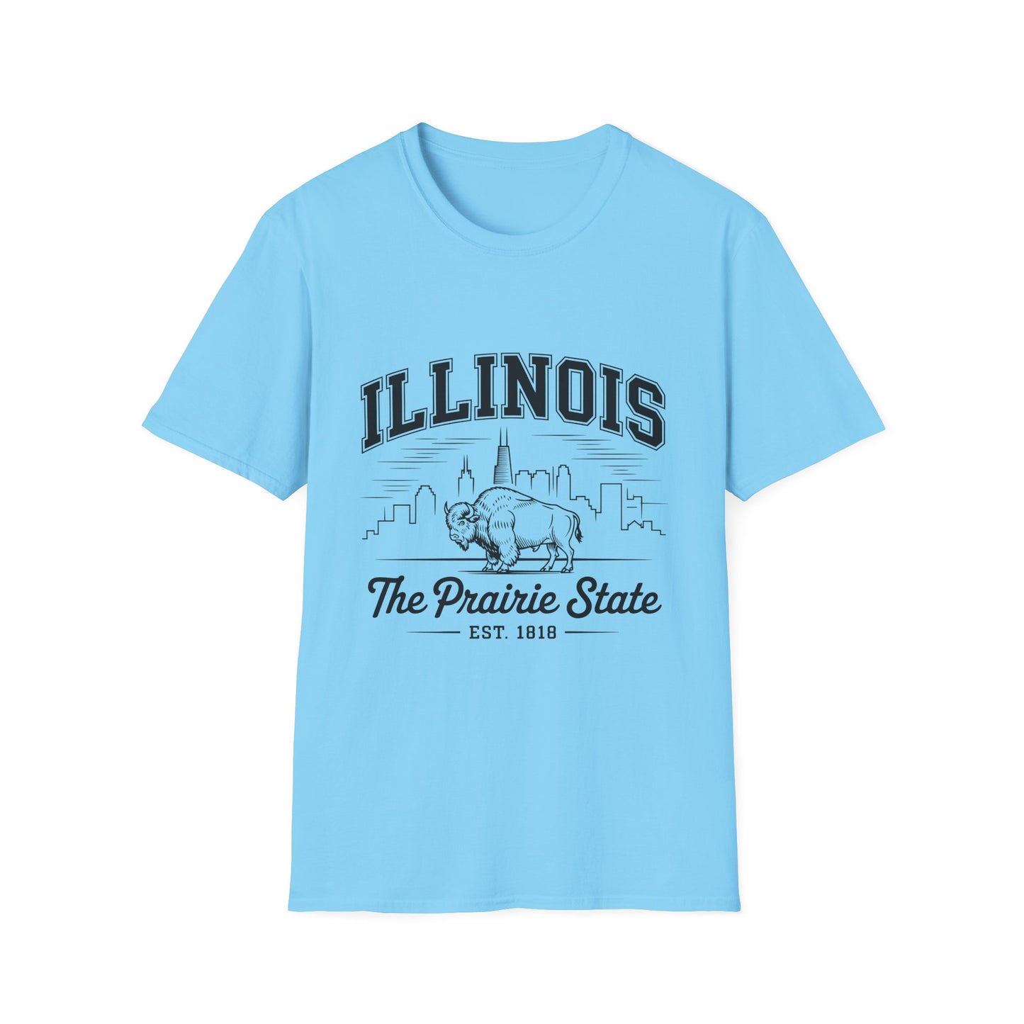 Illinois Prairie State Unisex Softstyle T-Shirt, Casual Tee, Illinois Gift, Home State Pride, Travel Souvenir, Festival Wear