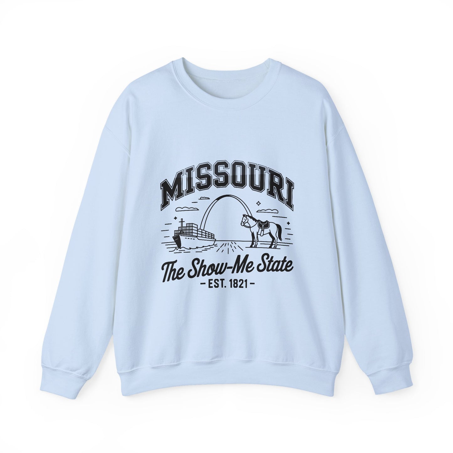 Show-Me State Crewneck Sweatshirt, Cozy Missouri Sweatshirt, Lightweight Unisex Sweater, Perfect for Gifts, Casual Wear, Travel