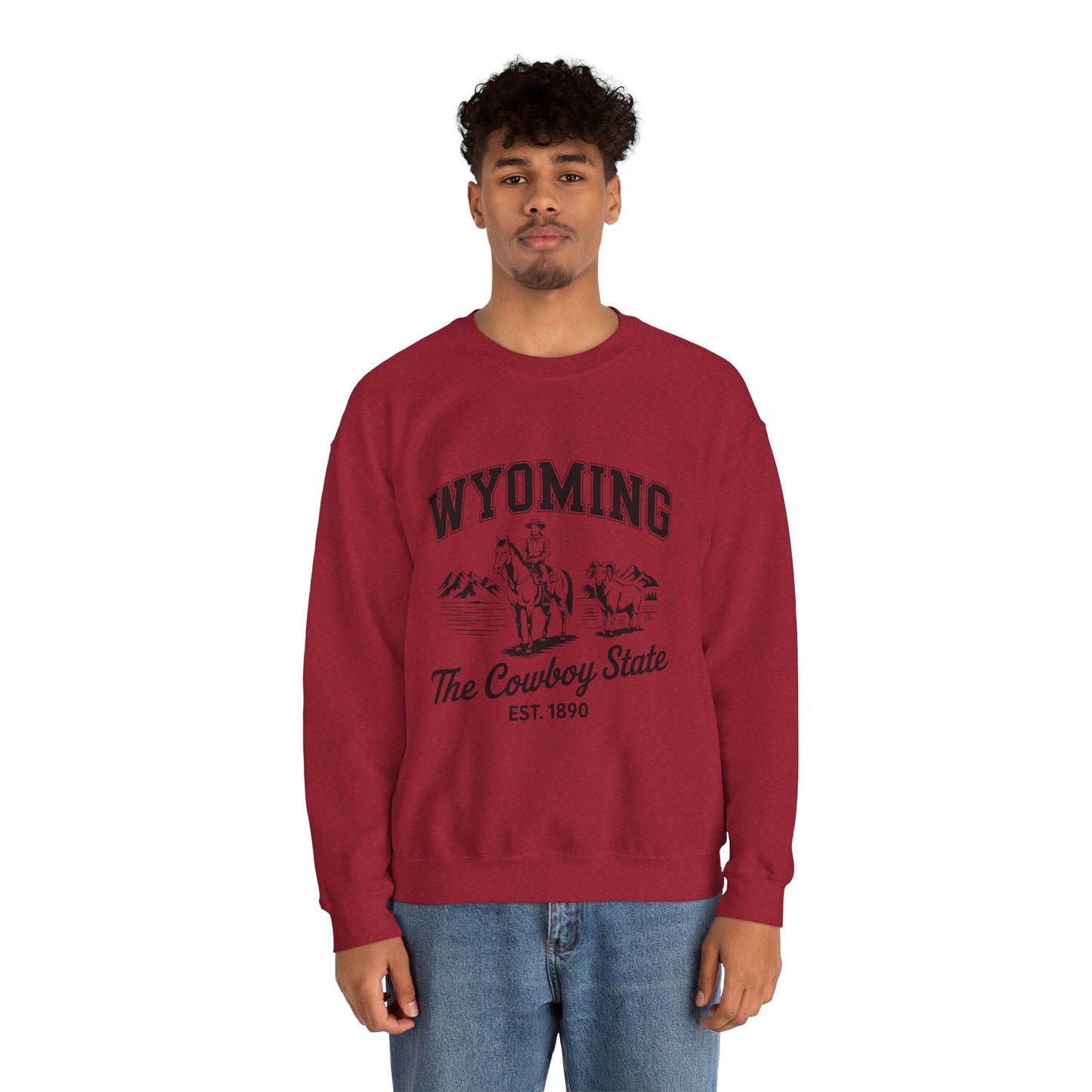 Wyoming Cowboy State Crewneck Sweatshirt, Western Apparel, Cozy Gift, Unisex Sweatshirt, Ideal for Outdoor Adventures