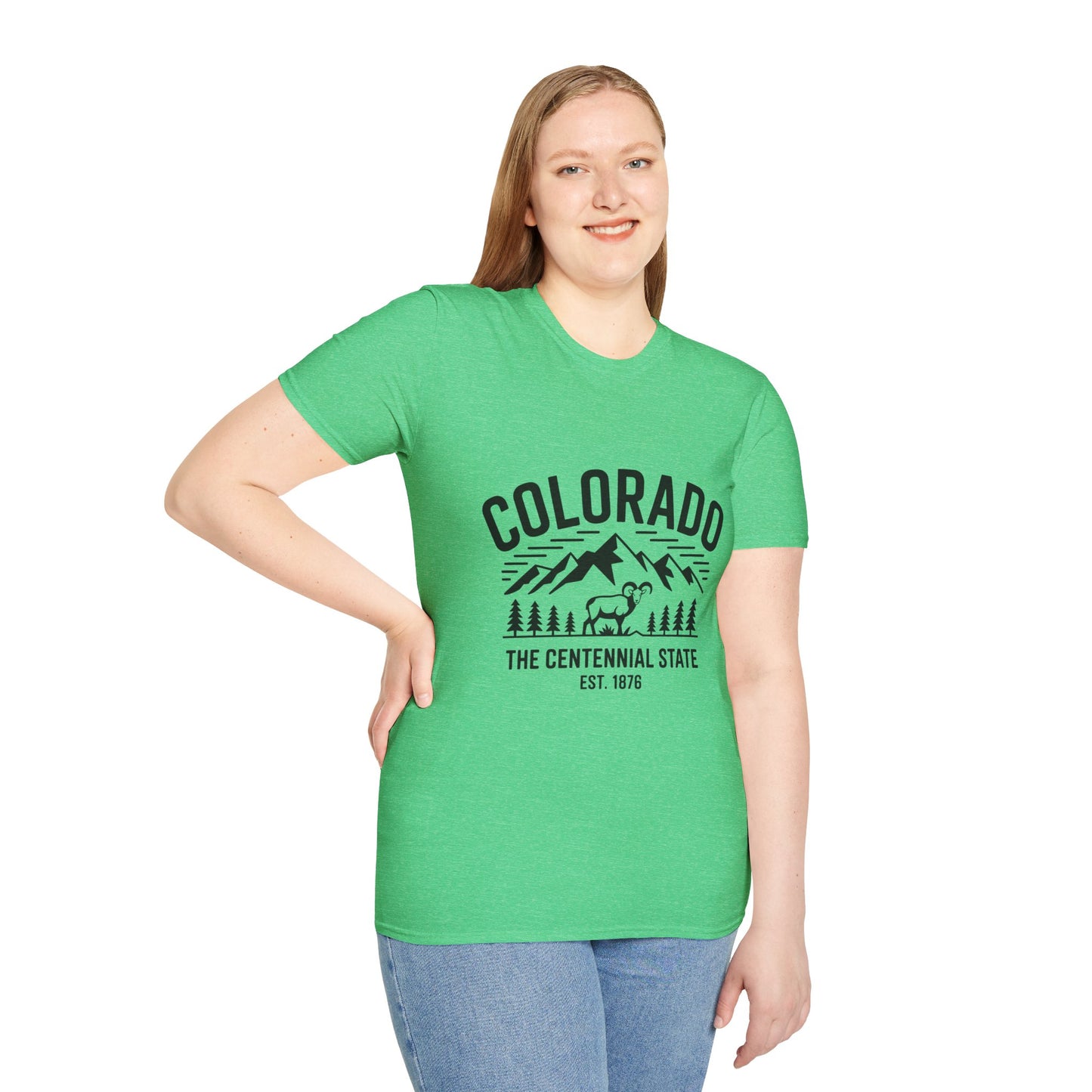 Colorado Adventure Unisex Softstyle T-Shirt, Casual Wear, Travel Tee, Nature Lover Gift, Graphic Tee, Outdoor Apparel