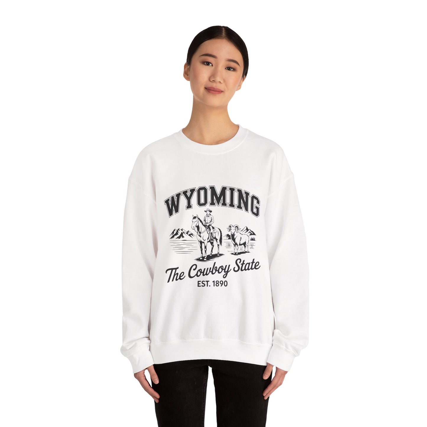Wyoming Cowboy State Crewneck Sweatshirt, Western Apparel, Cozy Gift, Unisex Sweatshirt, Ideal for Outdoor Adventures