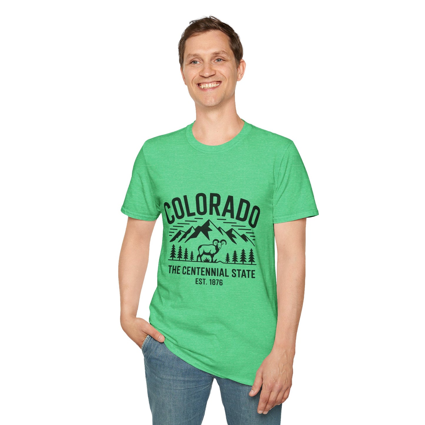 Colorado Adventure Unisex Softstyle T-Shirt, Casual Wear, Travel Tee, Nature Lover Gift, Graphic Tee, Outdoor Apparel