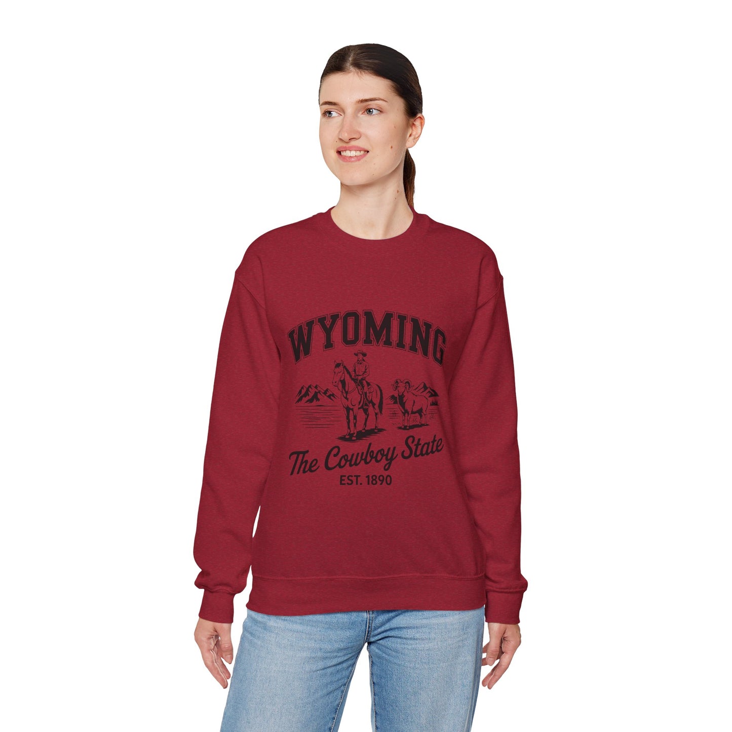 Wyoming Cowboy State Crewneck Sweatshirt, Western Apparel, Cozy Gift, Unisex Sweatshirt, Ideal for Outdoor Adventures