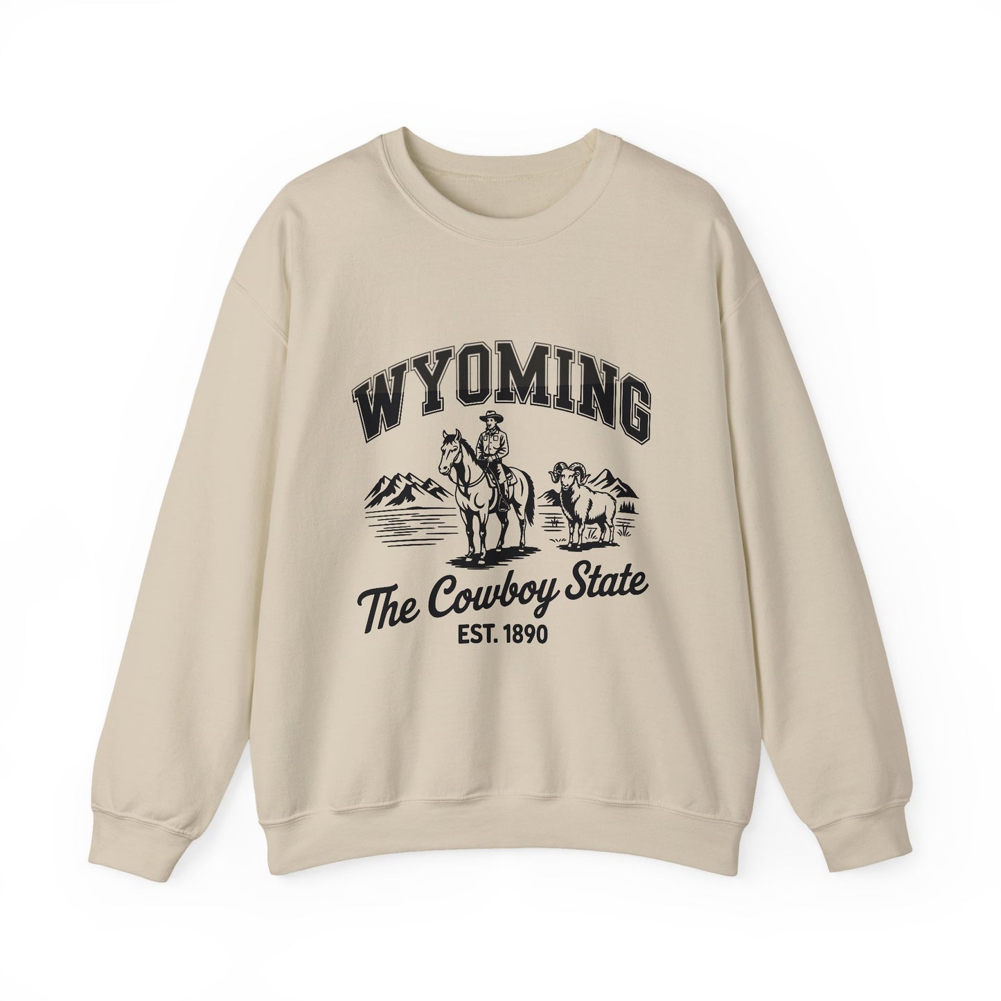 Wyoming Cowboy State Crewneck Sweatshirt, Western Apparel, Cozy Gift, Unisex Sweatshirt, Ideal for Outdoor Adventures