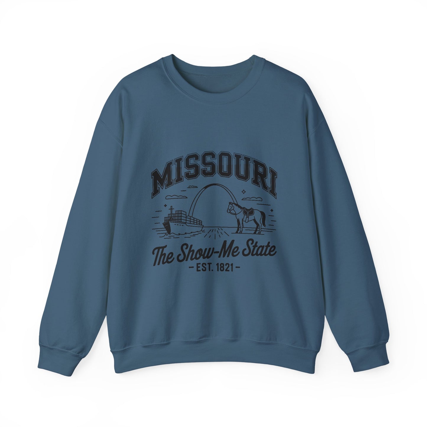 Show-Me State Crewneck Sweatshirt, Cozy Missouri Sweatshirt, Lightweight Unisex Sweater, Perfect for Gifts, Casual Wear, Travel