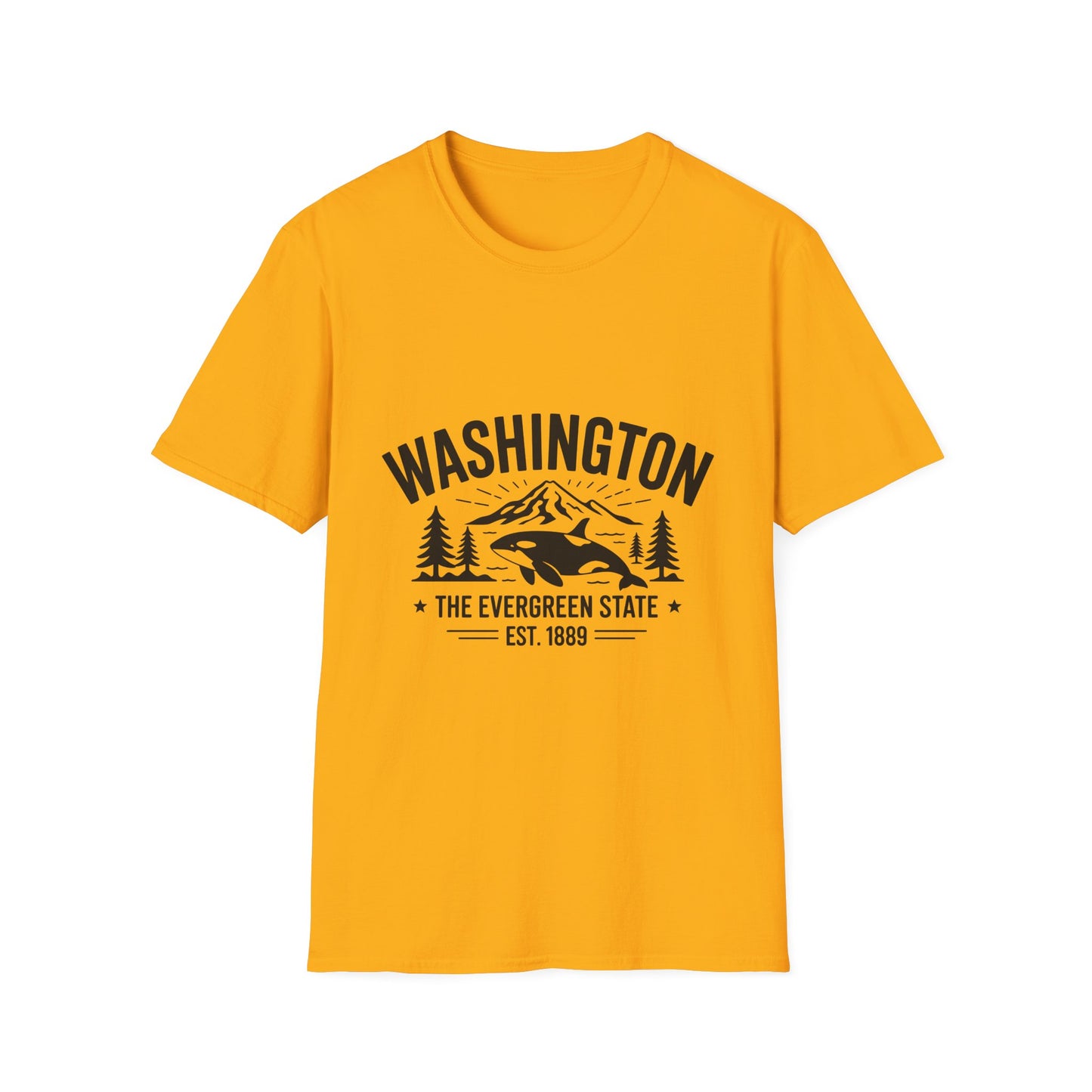 Washington State Unisex Softstyle T-Shirt, Evergreen State Tee, Vintage Graphic Shirt, Travel Souvenir, Gift for Nature Lovers