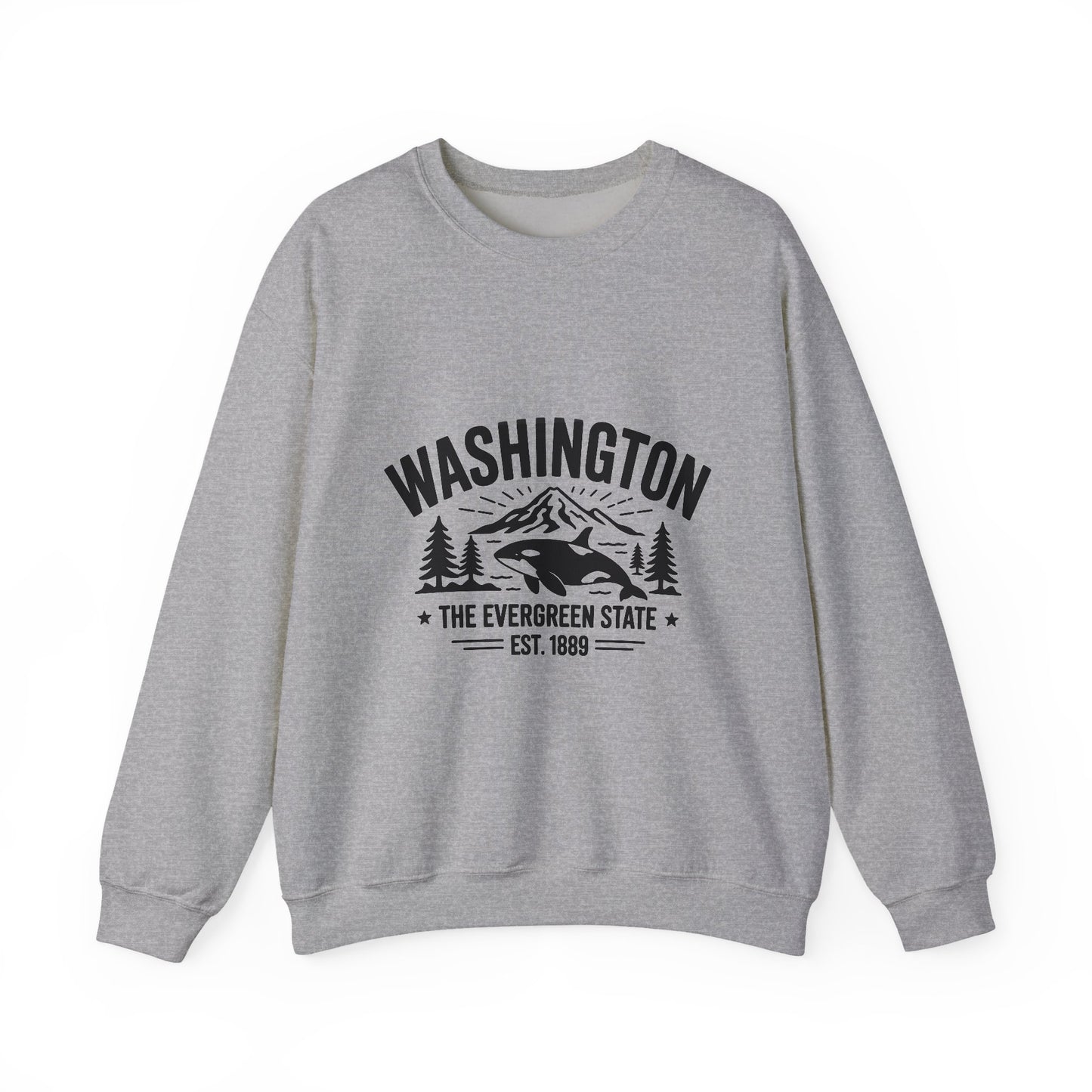 Washington Evergreen State Sweatshirt, Cozy Unisex Crewneck, Perfect for Travel, Nature Lovers, Gift Idea for Holidays