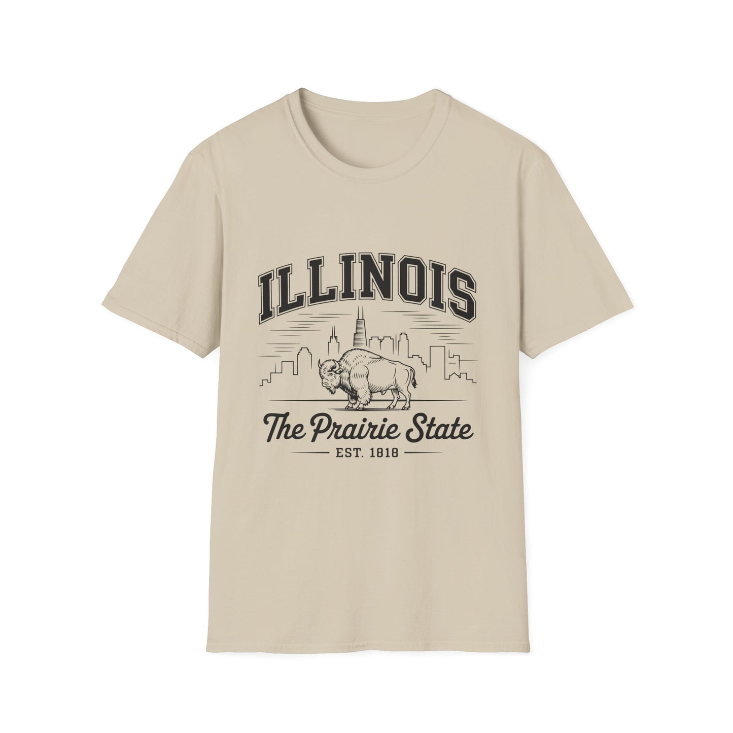 Illinois Prairie State Unisex Softstyle T-Shirt, Casual Tee, Illinois Gift, Home State Pride, Travel Souvenir, Festival Wear