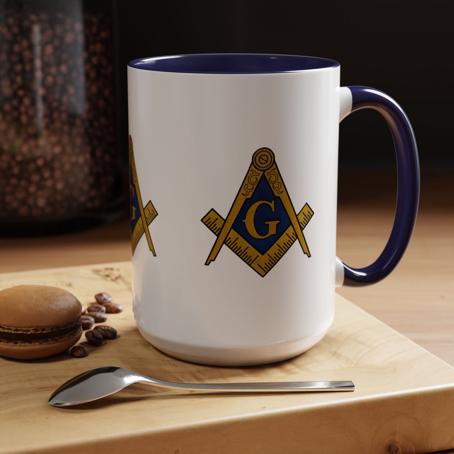 Masonic Accent Coffee Mug, Freemason Gift, Unique Coffee Cup, Fraternal Order Drinkware, Brotherhood Tea Mug