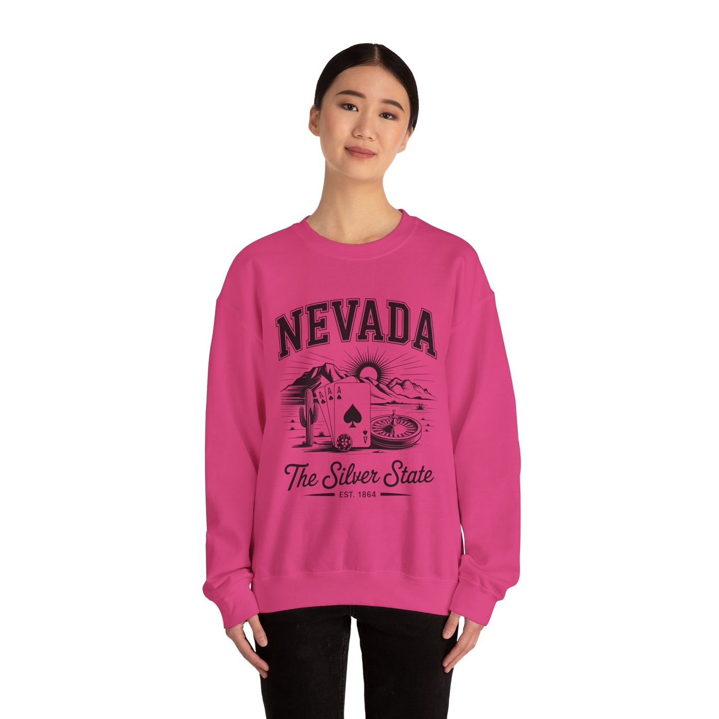 Nevada Graphic Crewneck Sweatshirt, Vintage Style Apparel, Unisex Sweater, Nevada Souvenir, Perfect for Travelers, Gift for Him/Her