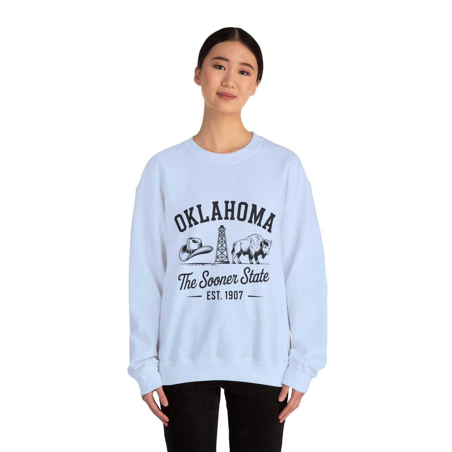 Oklahoma The Sooner State Sweatshirt, Cozy Crewneck for Casual Outfits, College Apparel, Gift for Oklahomans, Perfect for All Seasons